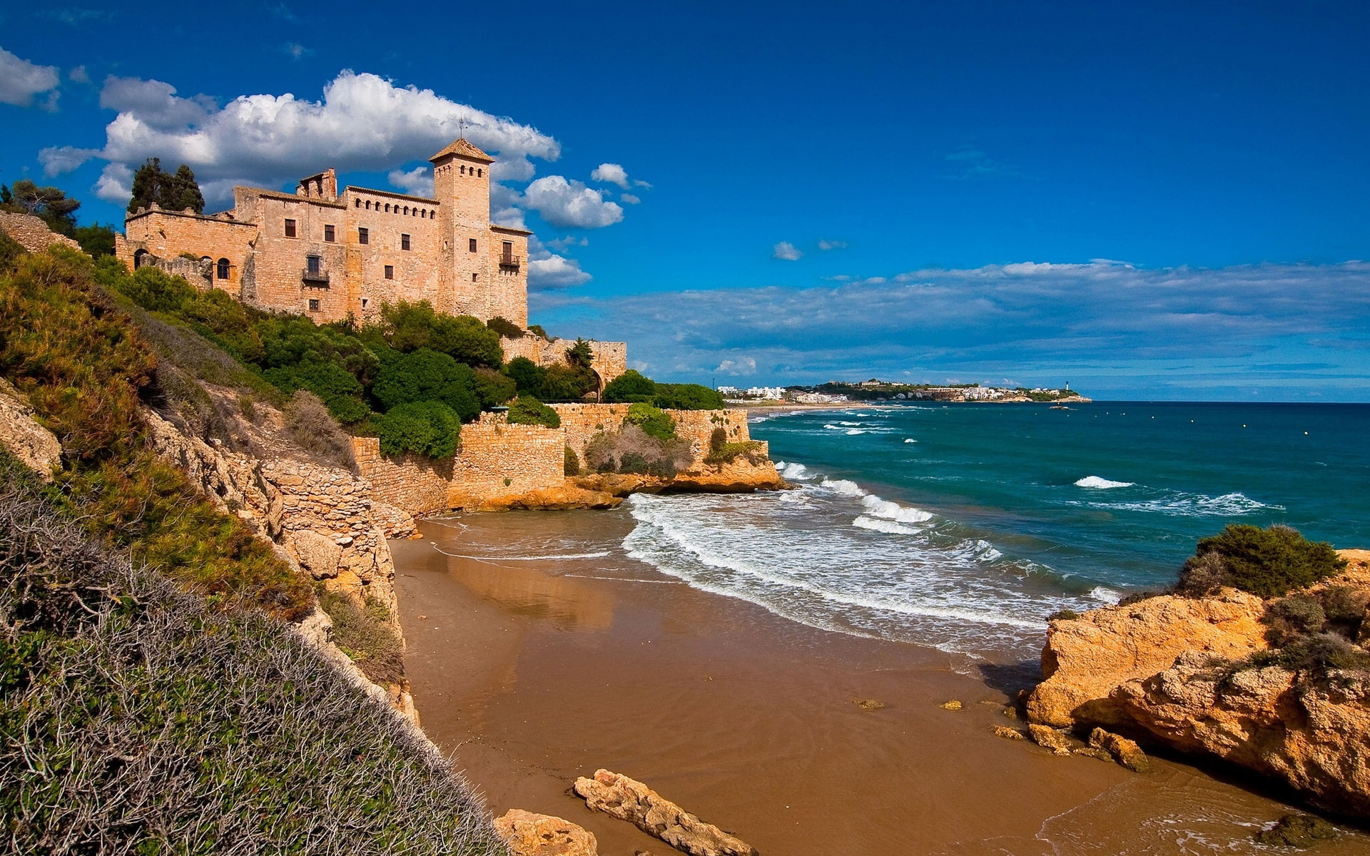Tarragona, Costa Dorada, Catalonia, Spain, castle, sea, rocks