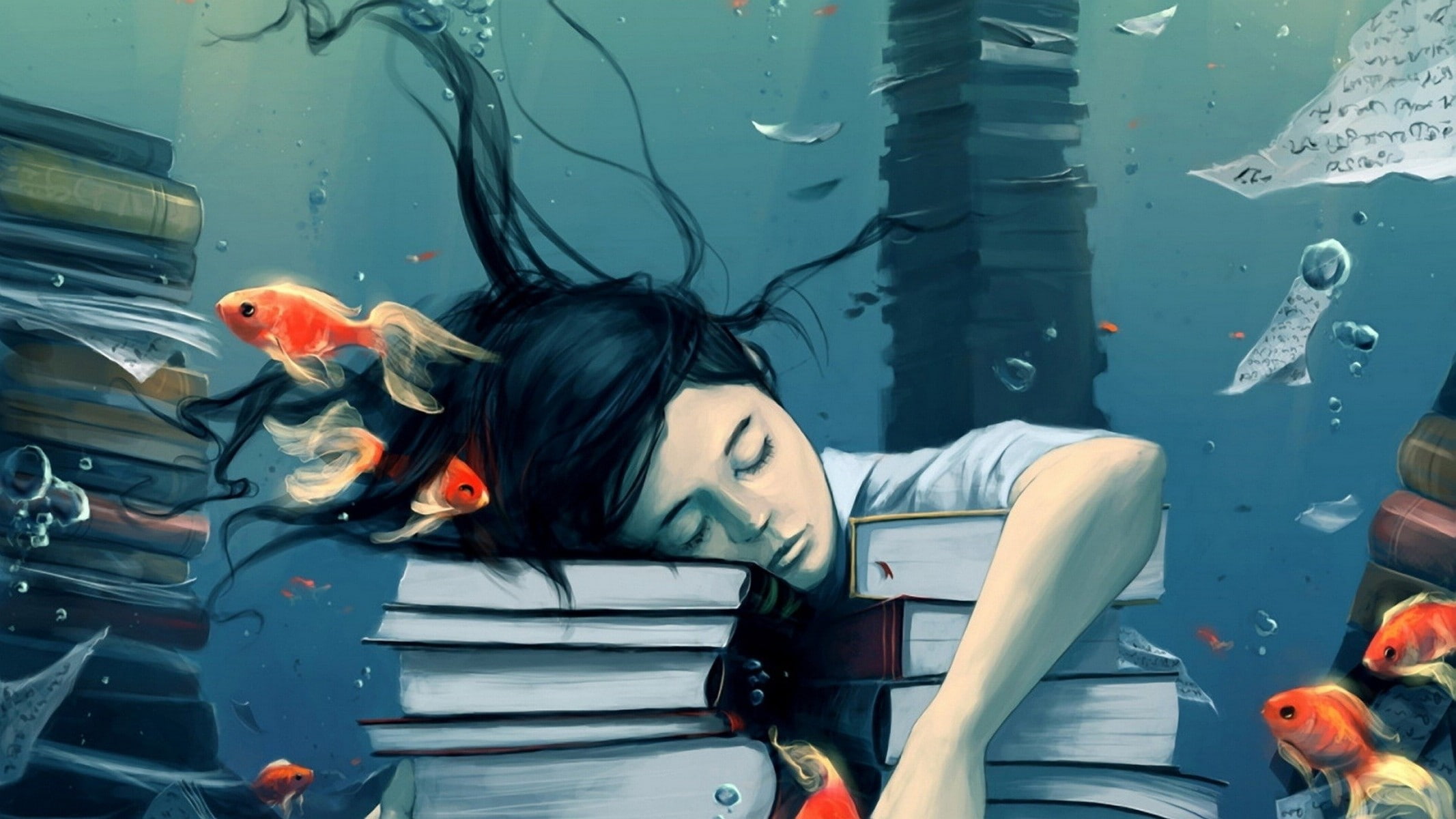 underwater fish books original characters fantasy art, adult