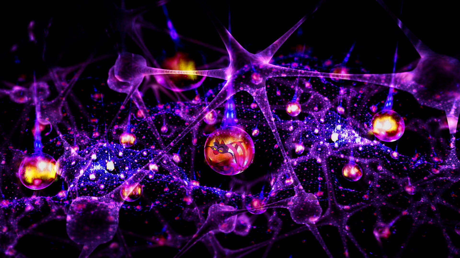 purple and orange cell illustration, abstract, render, colorful