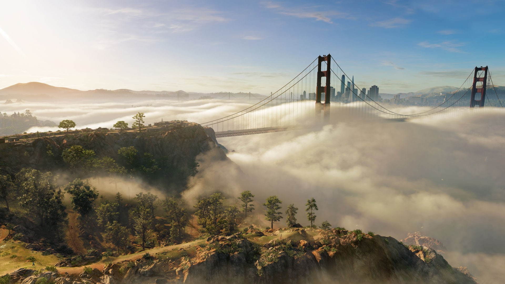 Watch_Dogs 2, in-game, Golden Gate Bridge, San Francisco, clouds
