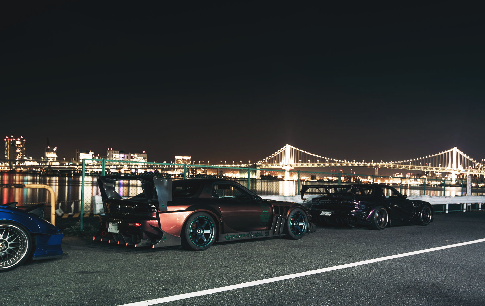 Speedhunters, car, skyline, Mazda, Mazda RX-7, night, transportation