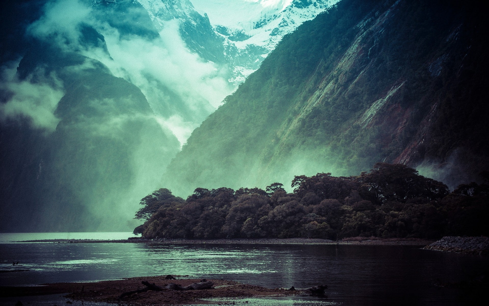 nature, New Zealand, Milford Sound, mountains, rain, landscape