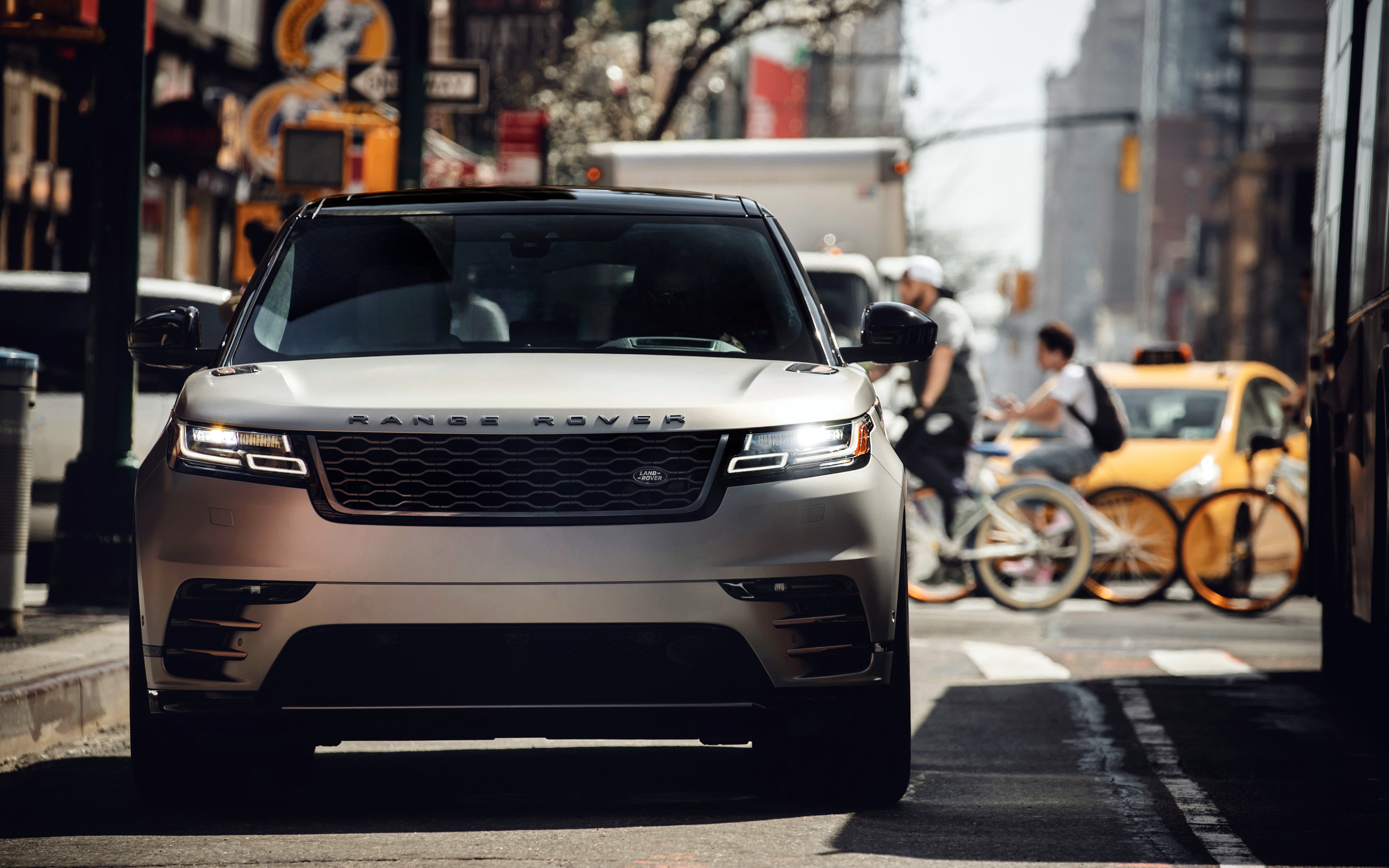 Range Rover Velar, vehicle, SUV, car, street, city, depth of field