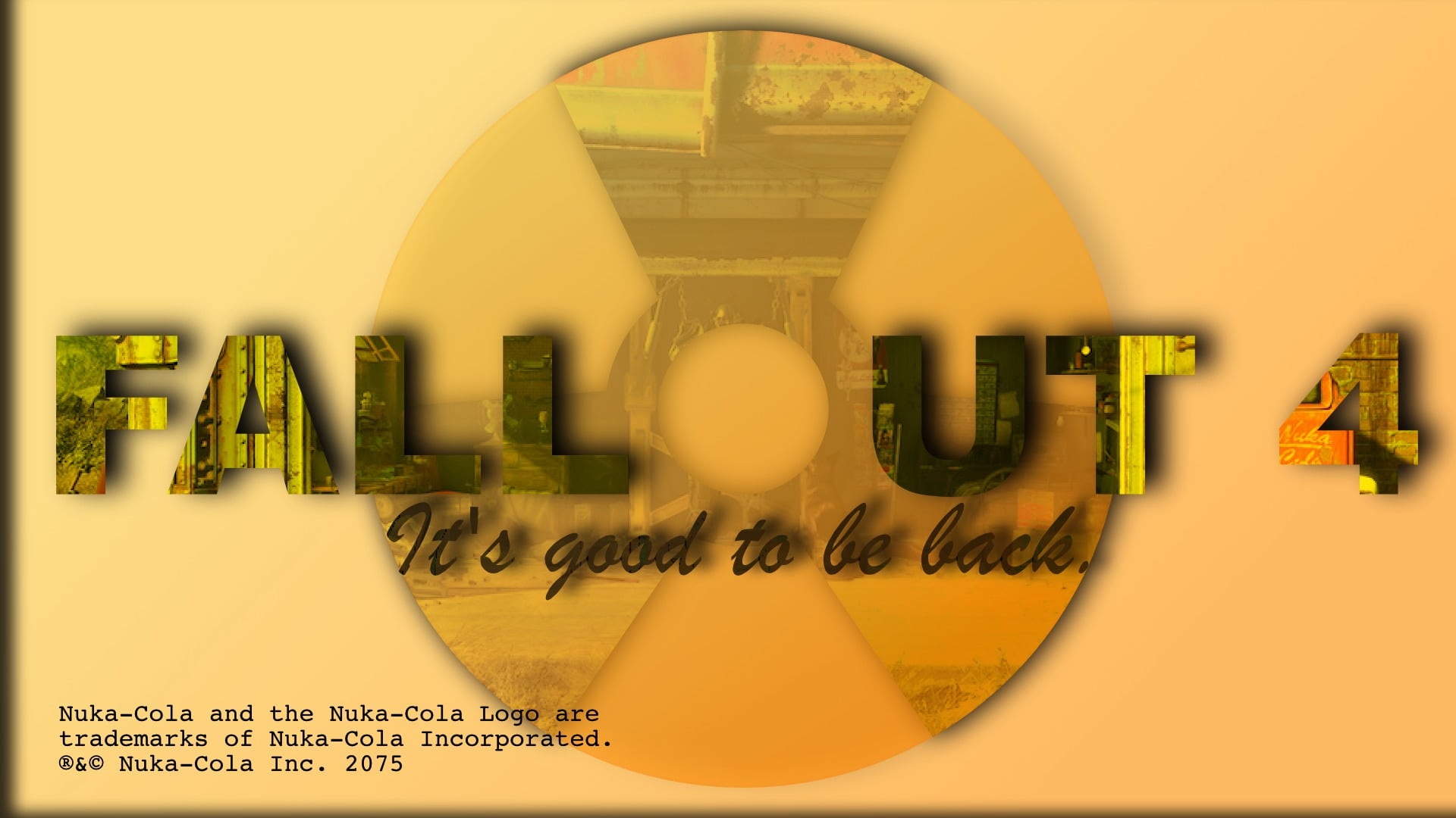 Fallout 4 banner, artwork, digital art, video games, text, yellow