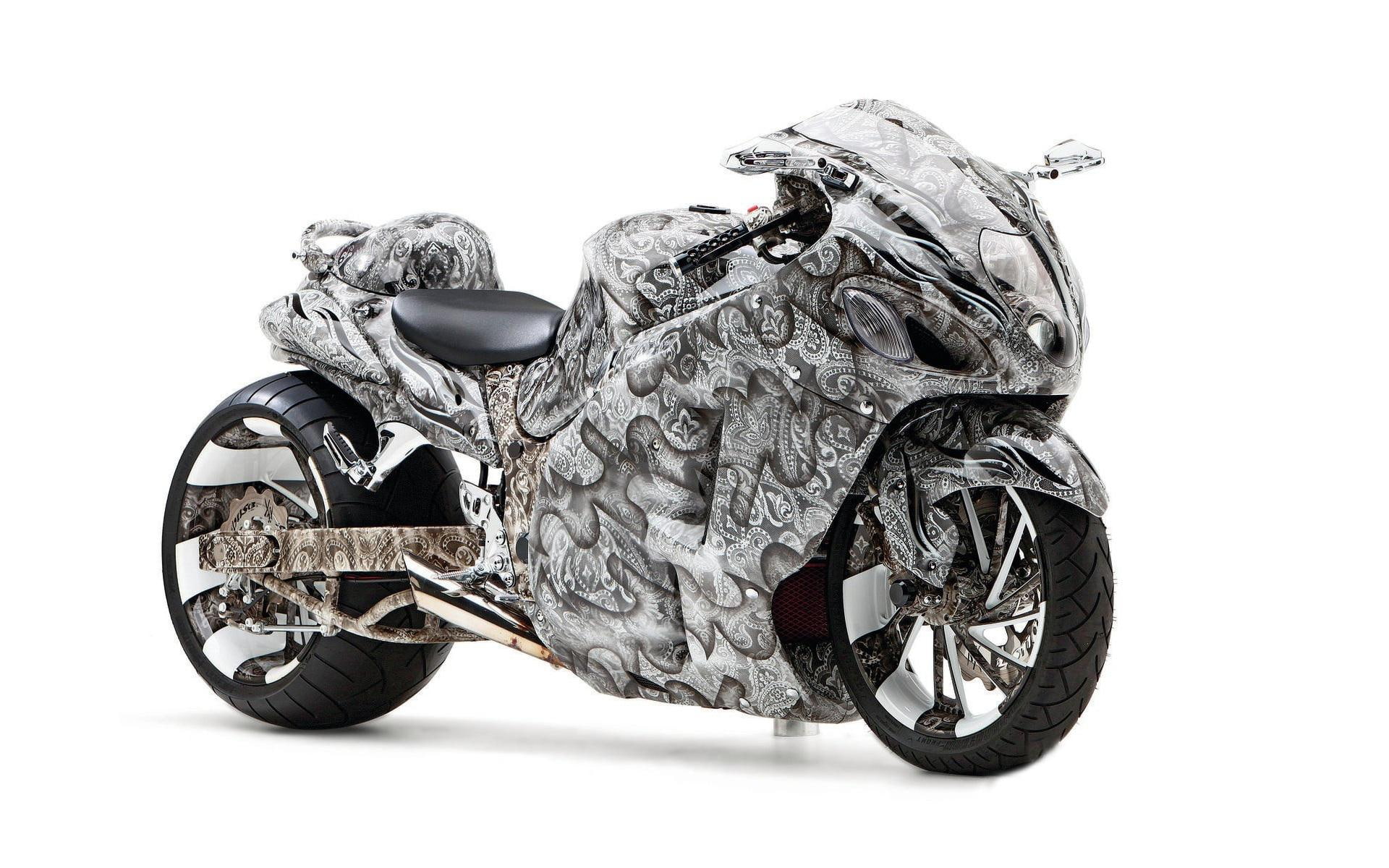 Suzuki Hayabusa, black and gray sports motorcycle, motorcycles