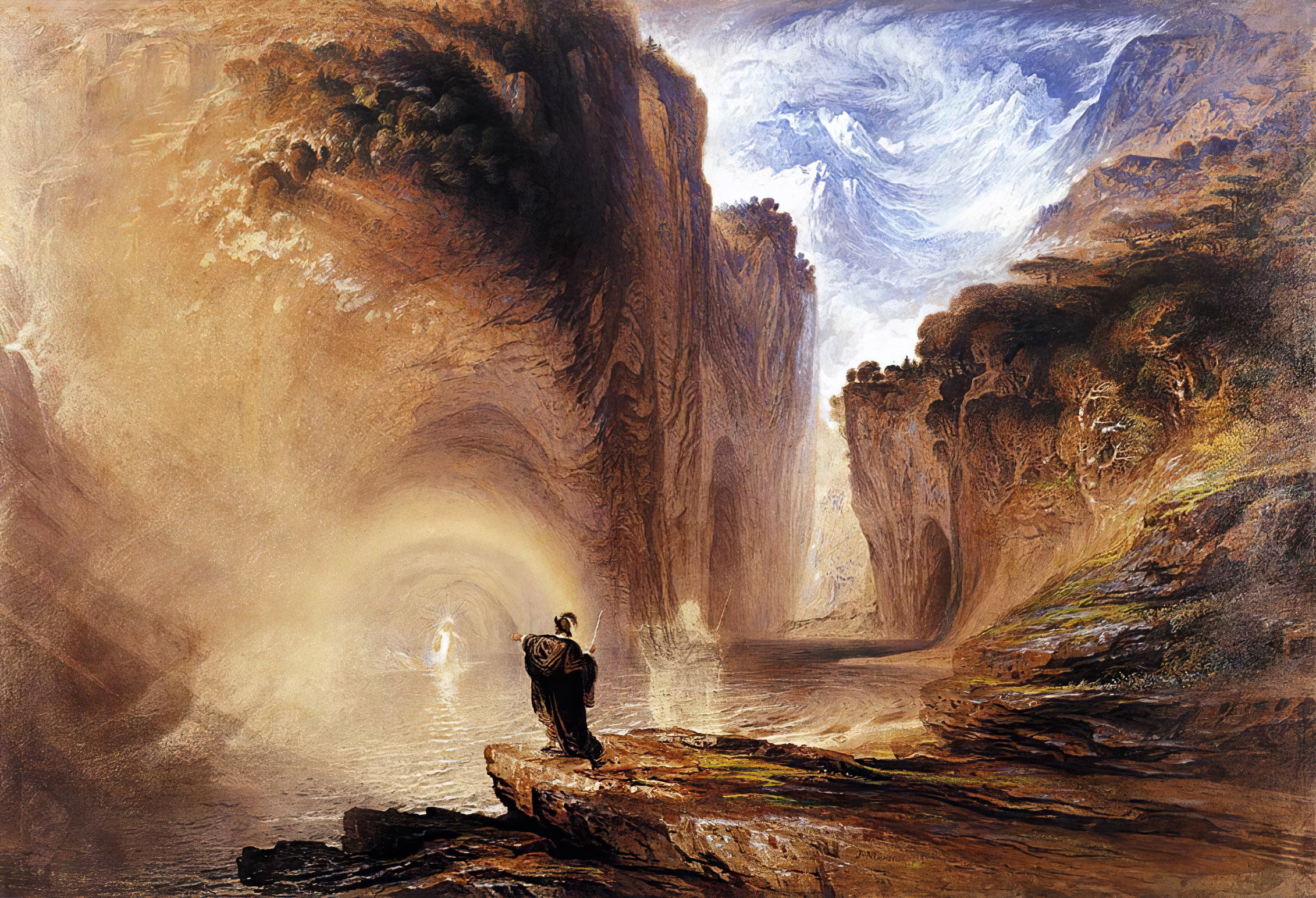 John Martin, classic art, painting, classical art, Manfred and the Alpine Witch