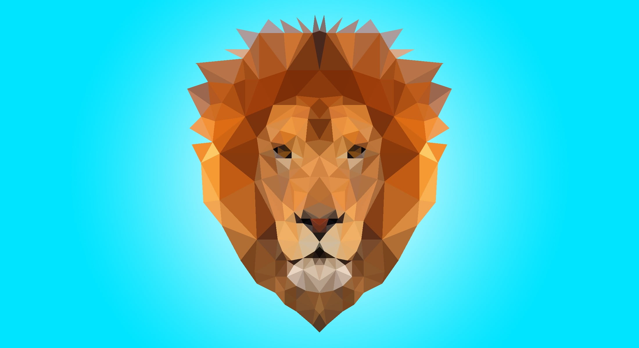 brown lion wallpaper, low poly, blue, Beast (character), triangle
