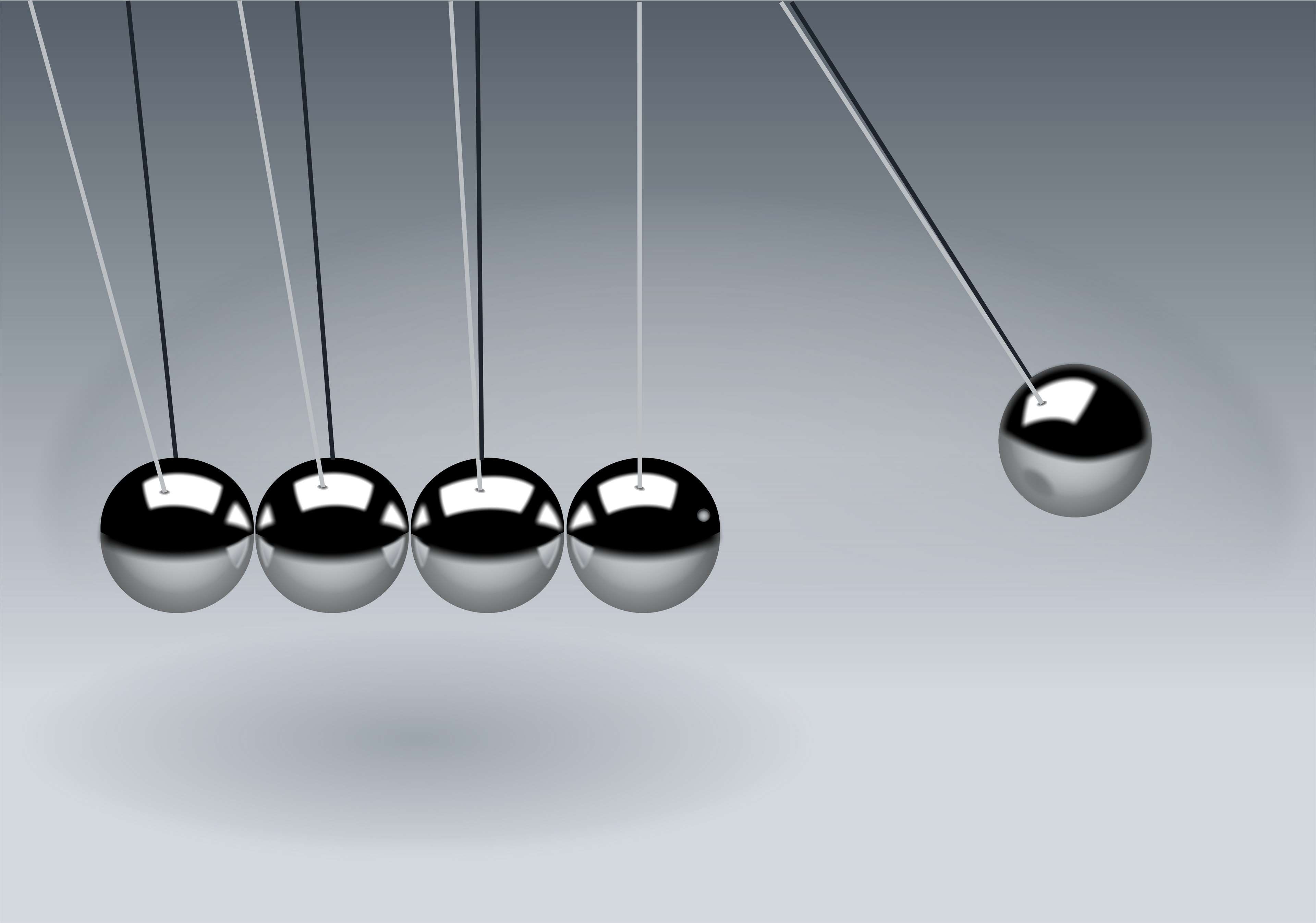 action, balls, black and white, illustration, motion, newtons cradle