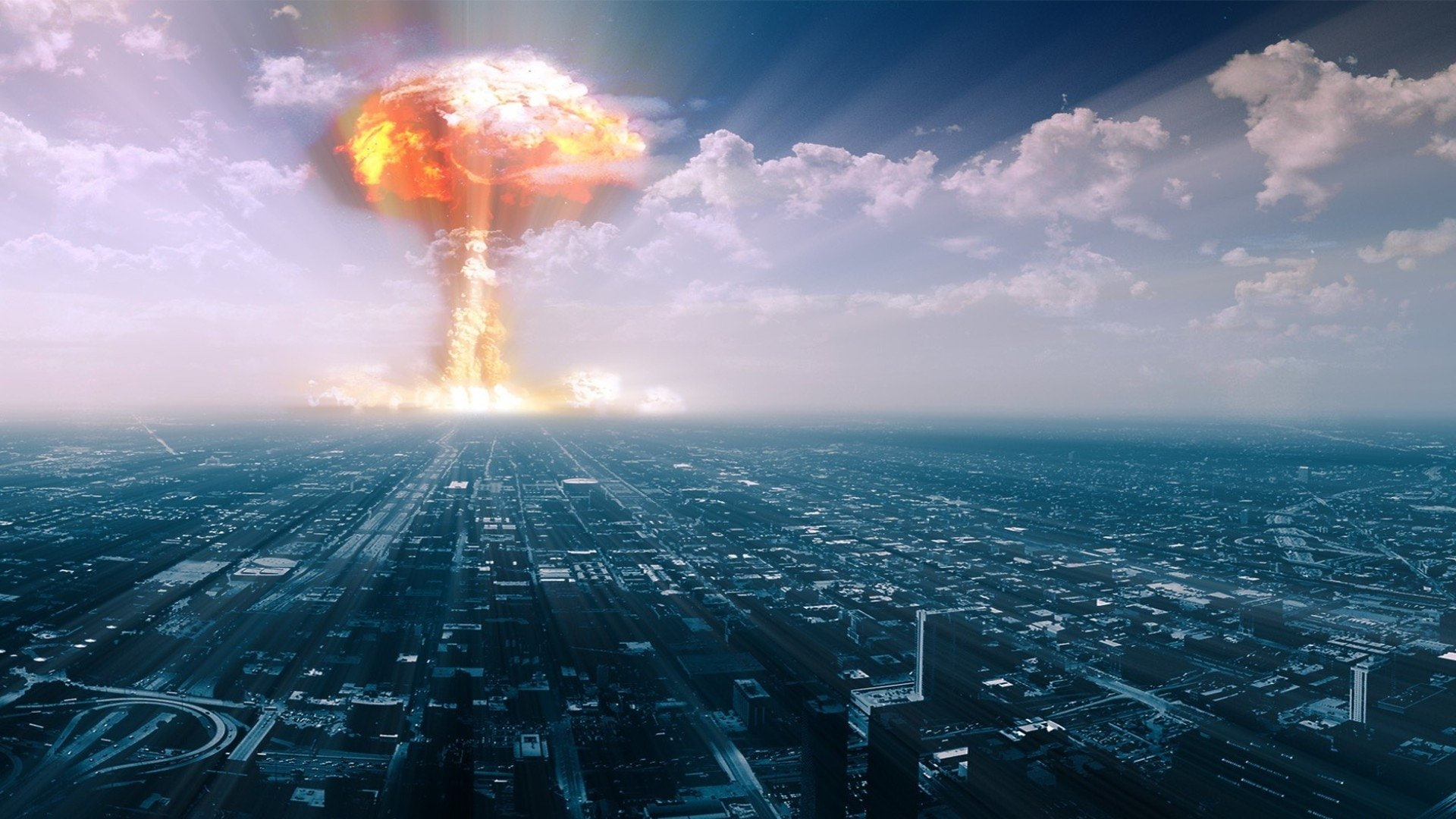 Sci Fi, Apocalyptic, City, Nuclear Explosion, sky, architecture
