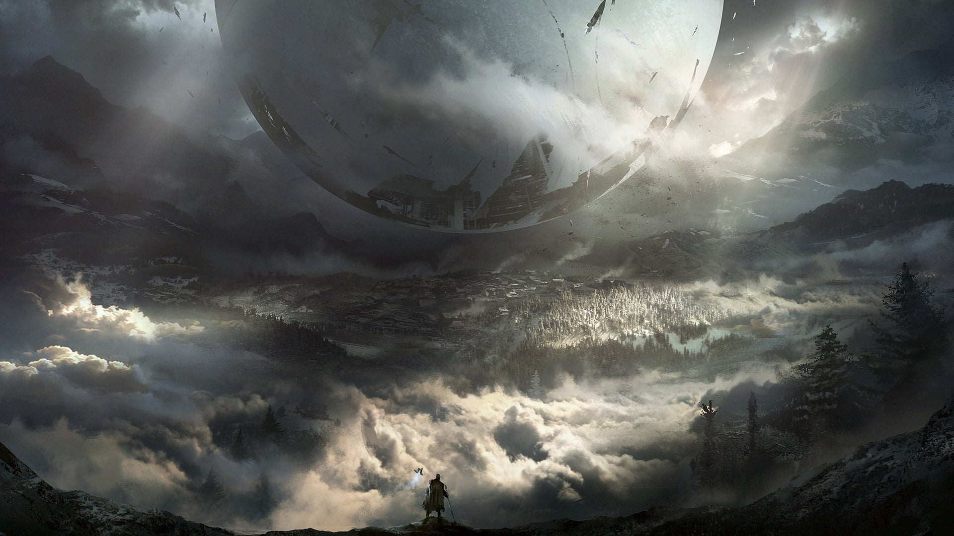 gray clouds illustration, video games, Destiny 2, cloud - sky