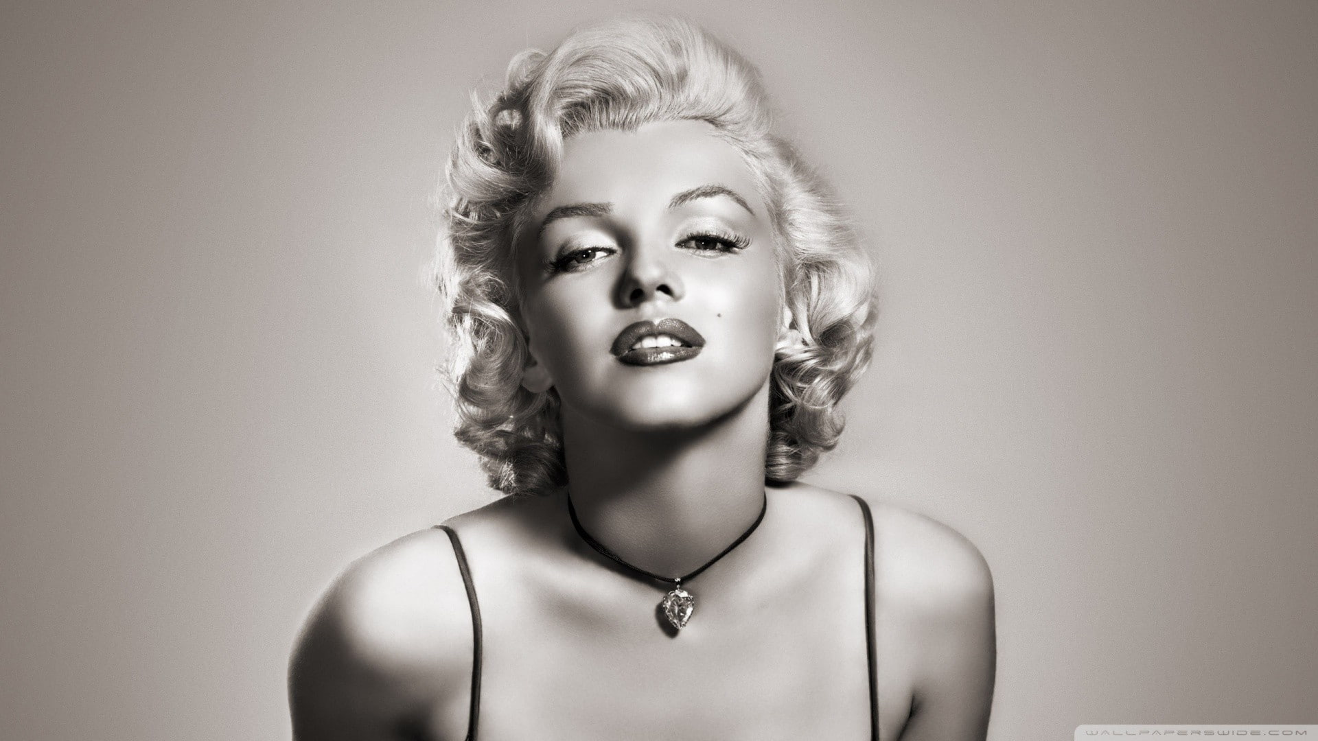 women, necklace, actress, face, Marilyn Monroe, monochrome