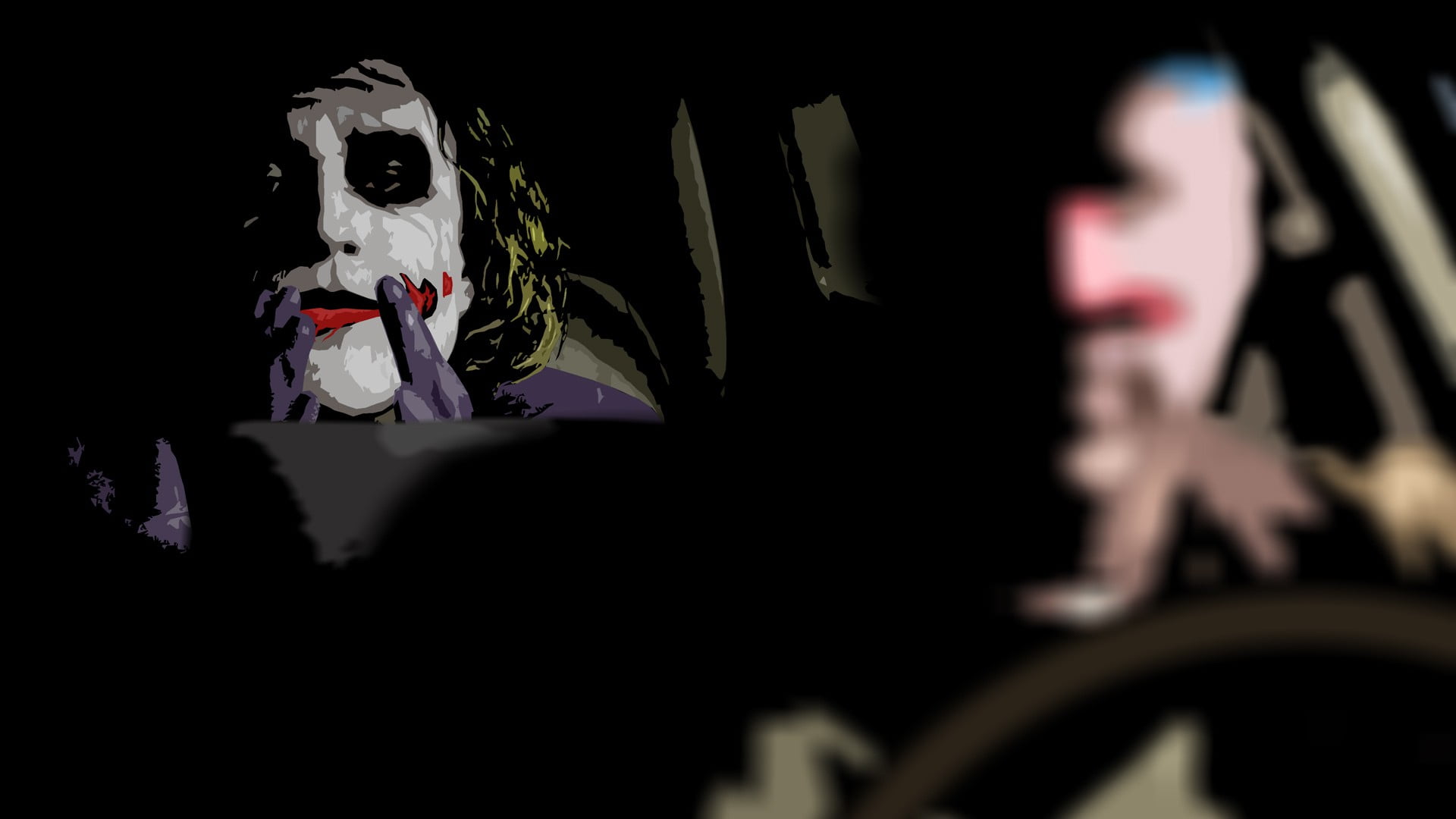 The Joker riding on back of vehicle digital wallpaper, movies