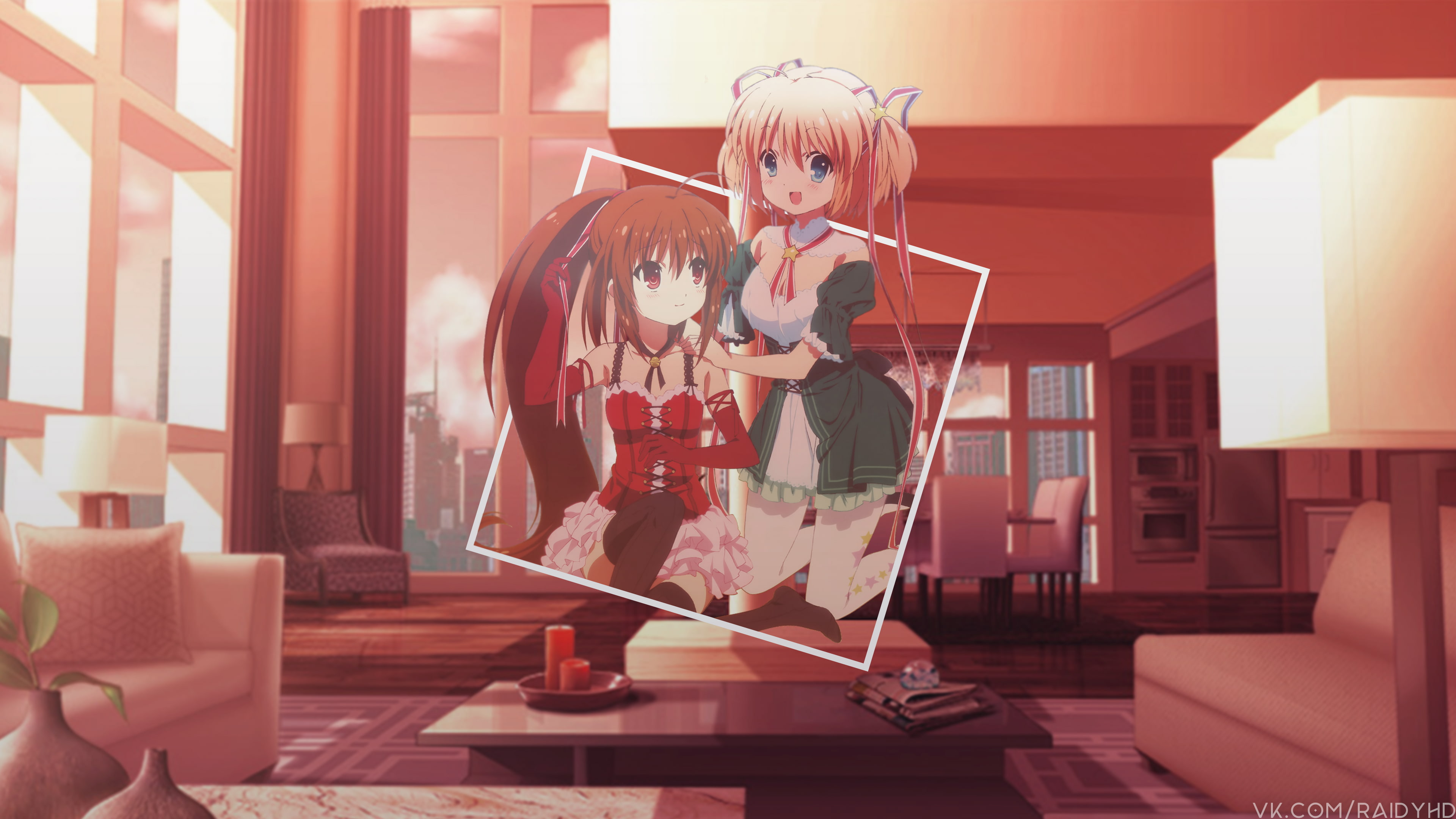 anime girls, picture-in-picture, Little Busters!, childhood