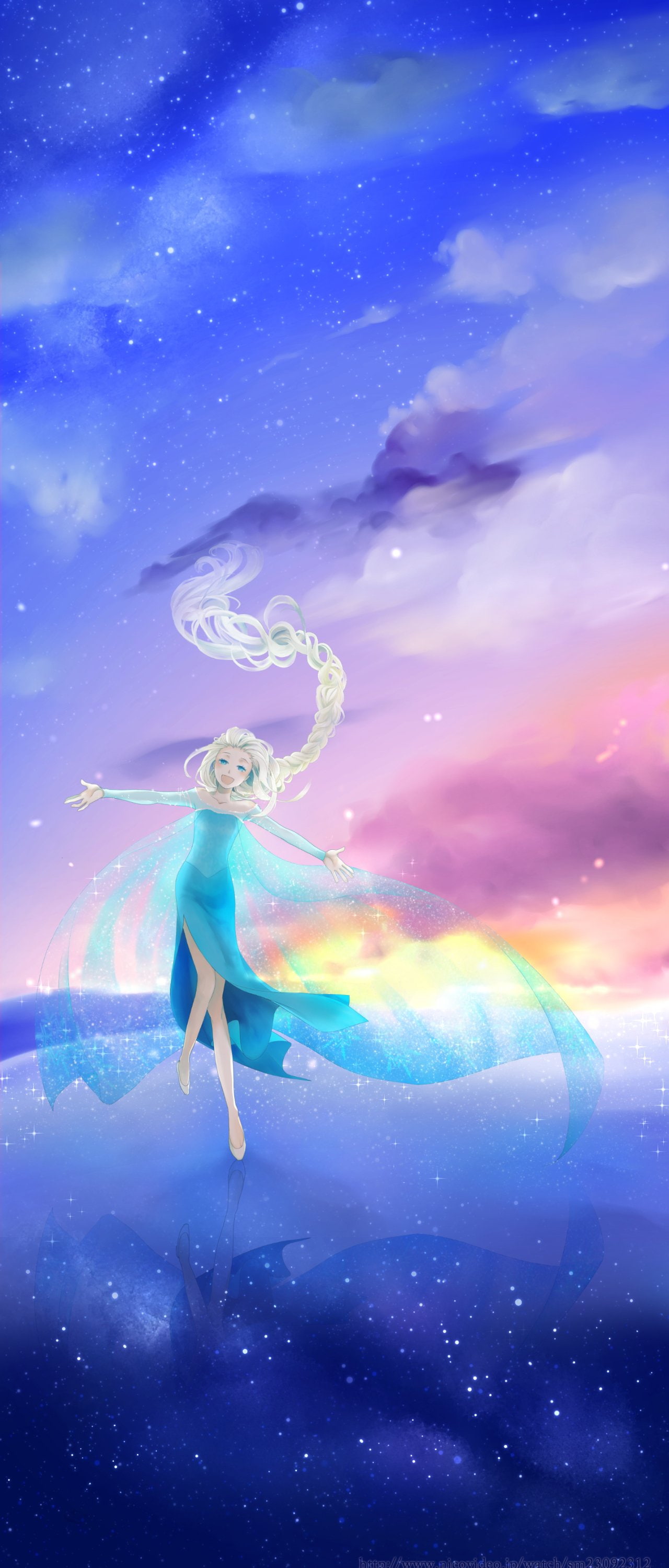 princess elsa cartoon frozen movie fan art, one person, sky