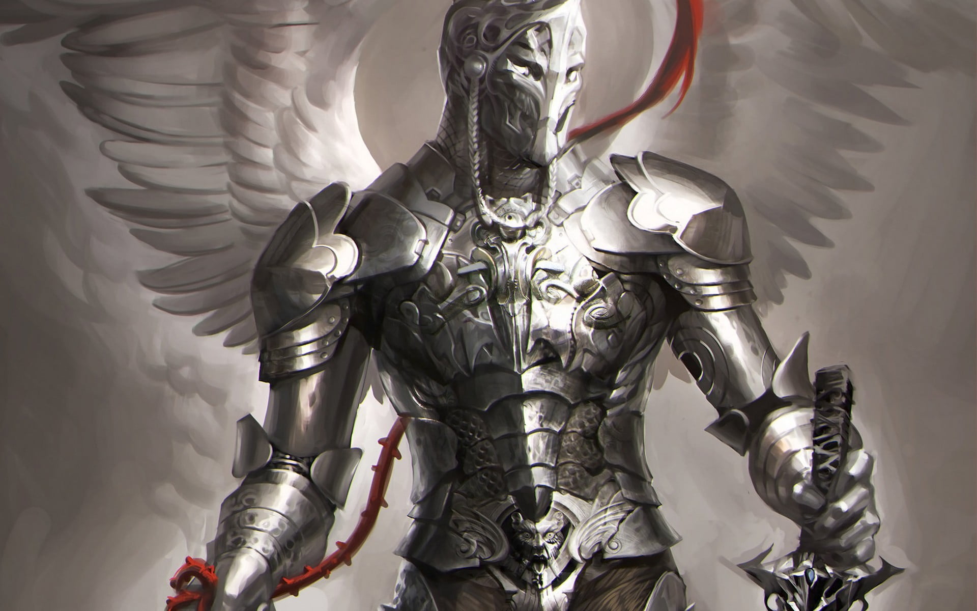 Free download | HD wallpaper: angel wearing silver armor wallpaper ...