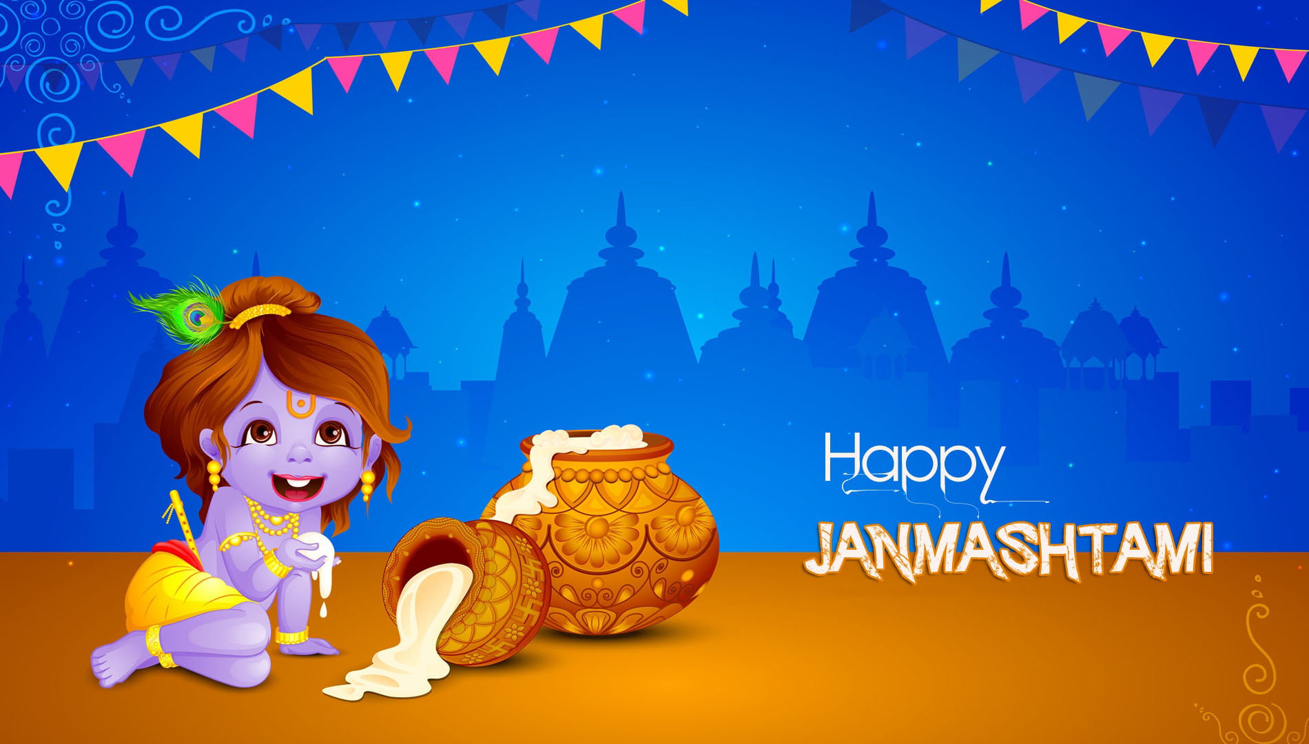 Happy Janmashtami 2016, happy Janmashtami illustration, Festivals / Holidays