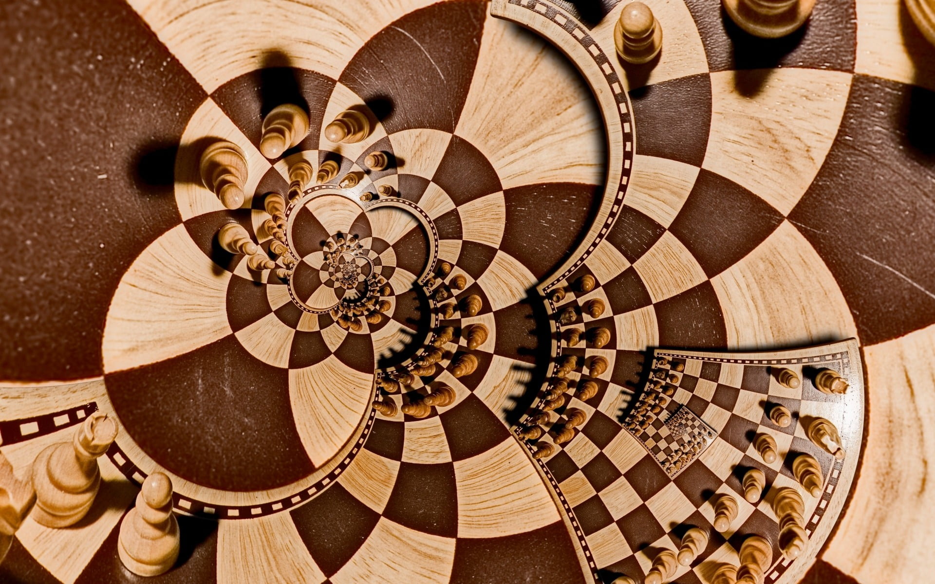 brown and beige chess piece decor, digital art, recursion, pawns