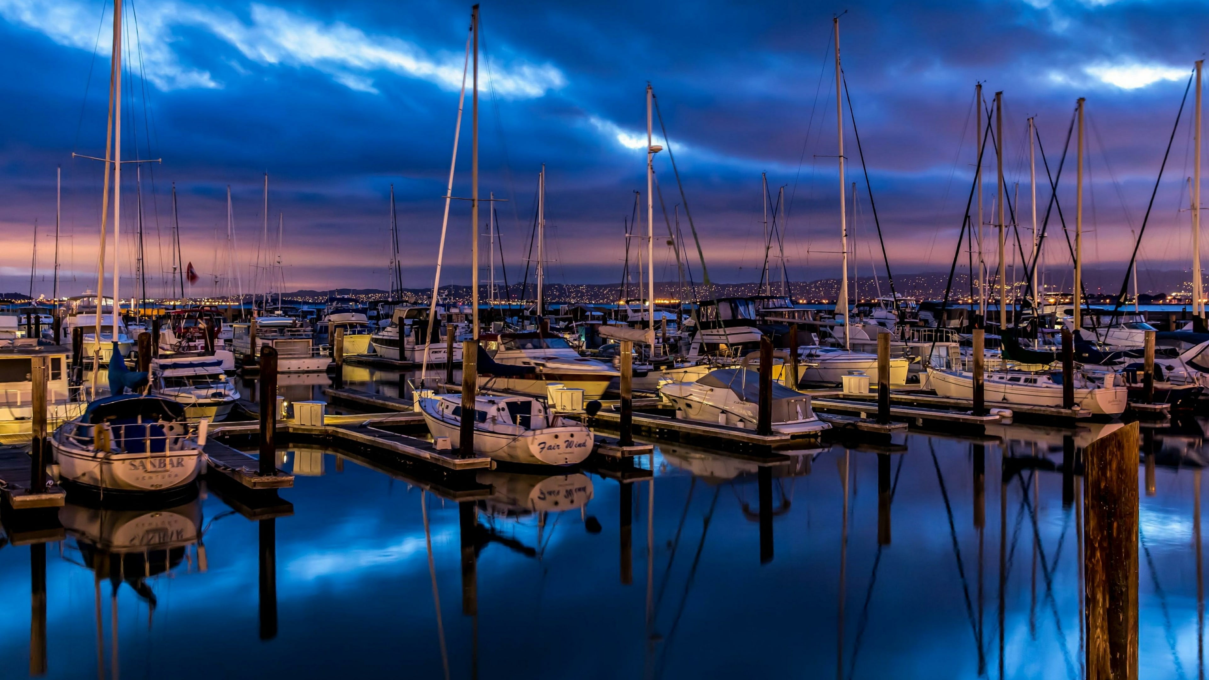 Free download | HD wallpaper: marina, reflection, water, harbor, sky