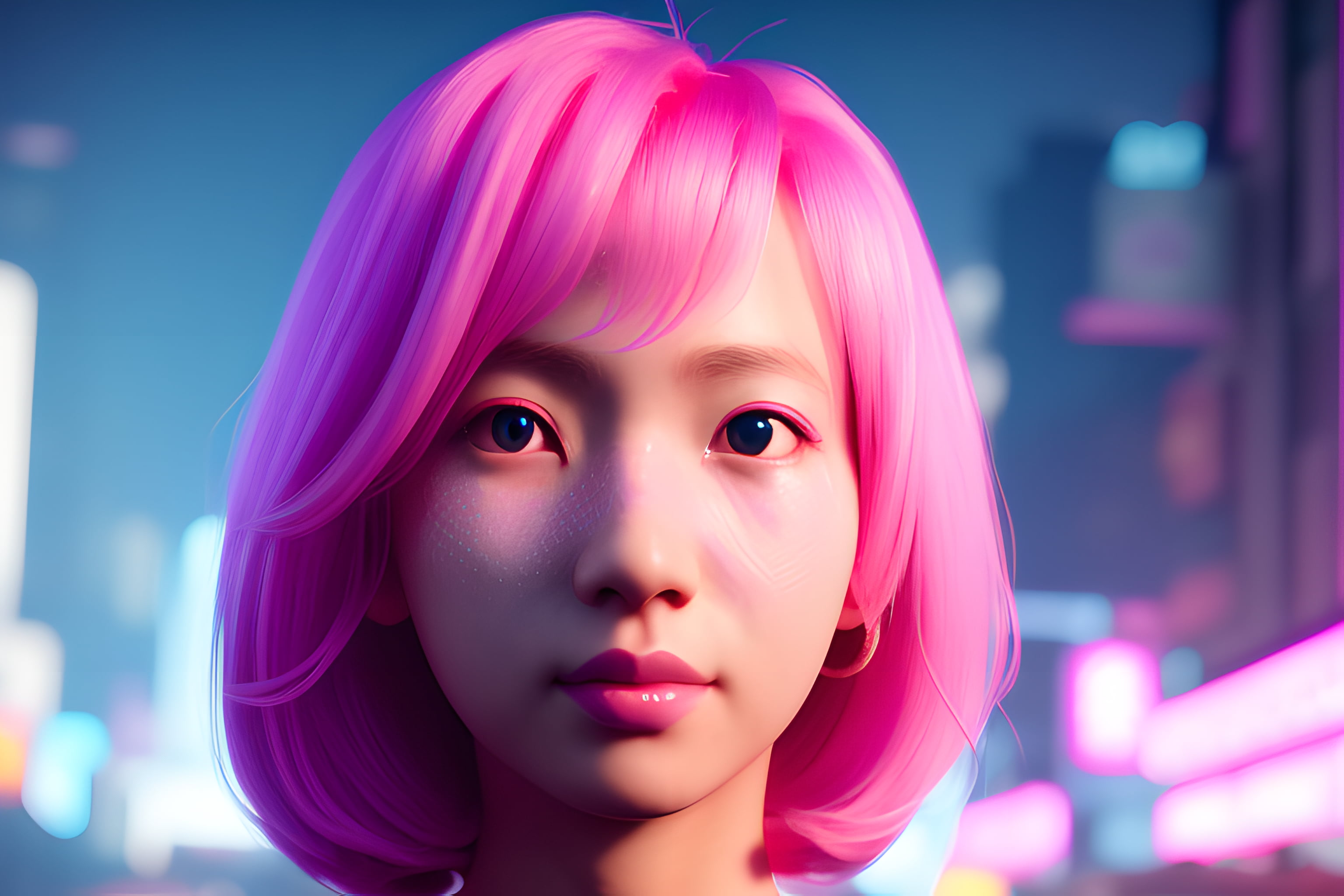 anime girls, pink hair, AI art, digital art, Stable Diffusion
