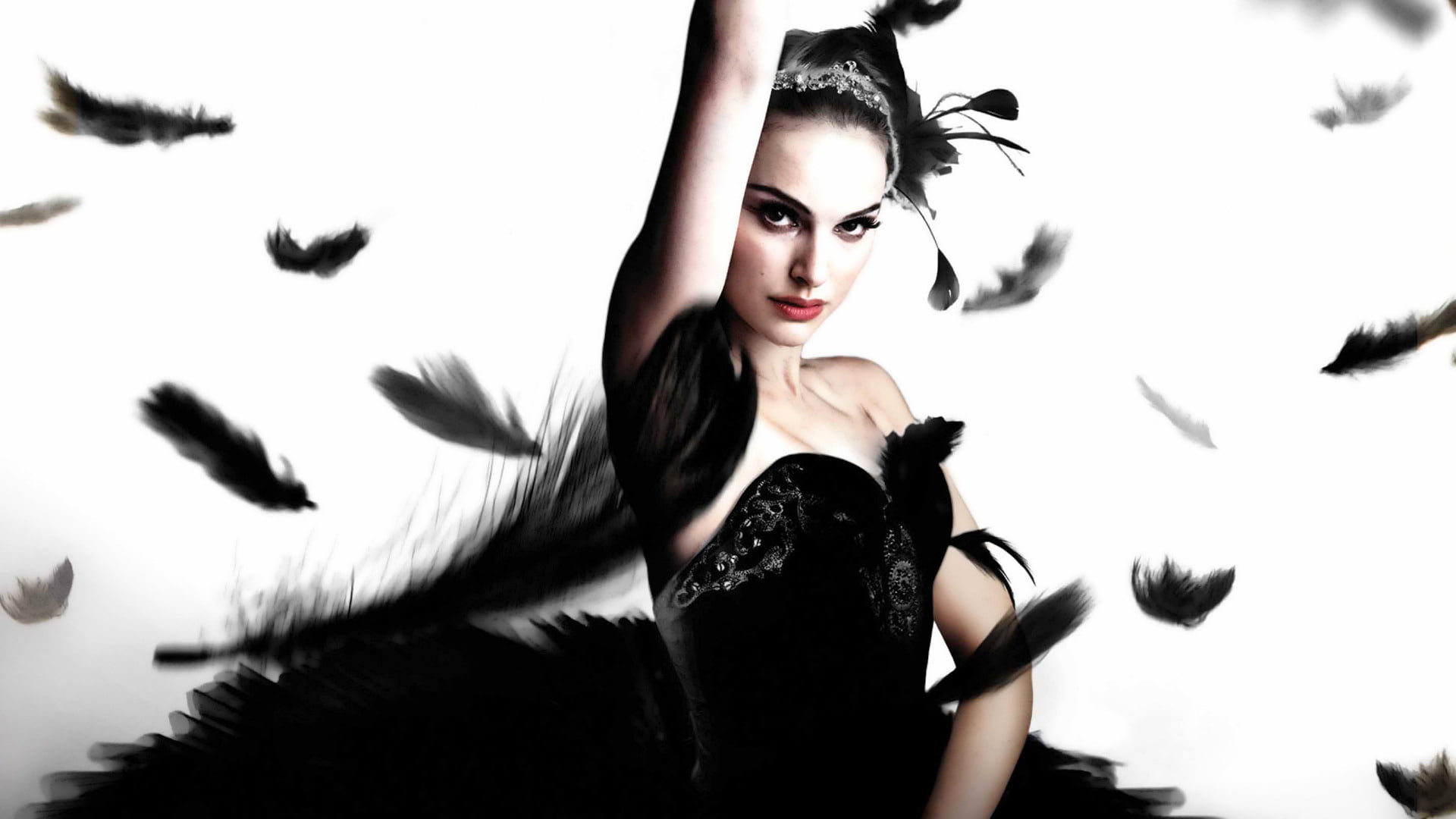 Natalie Portman in Black Swan, women's black sweetheart feather dress