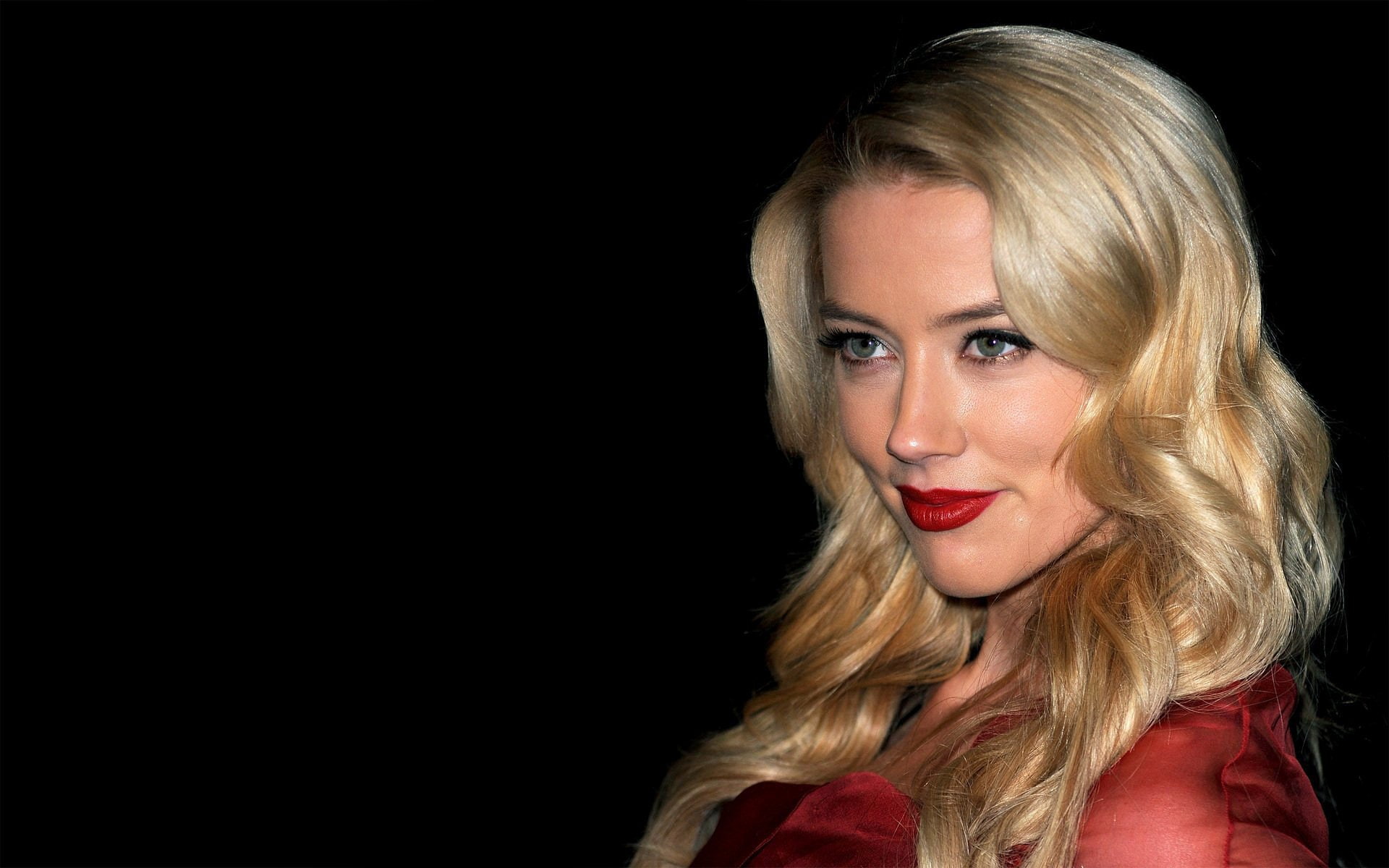 Actresses, Amber Heard, hair, blond hair, portrait, black background