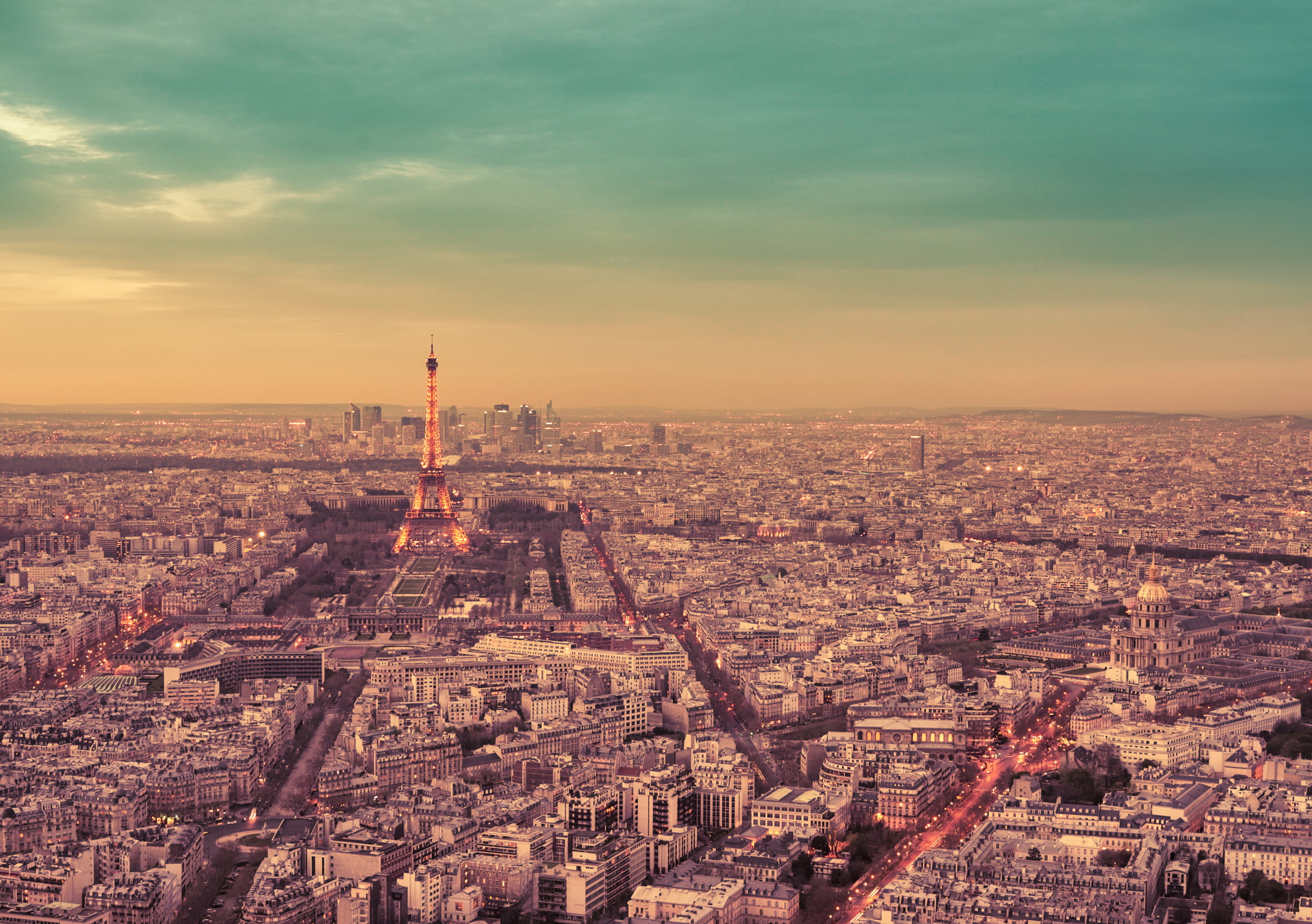 Eiffel Tower, aerial photo of Eiffel Tower, Paris, France, cityscape