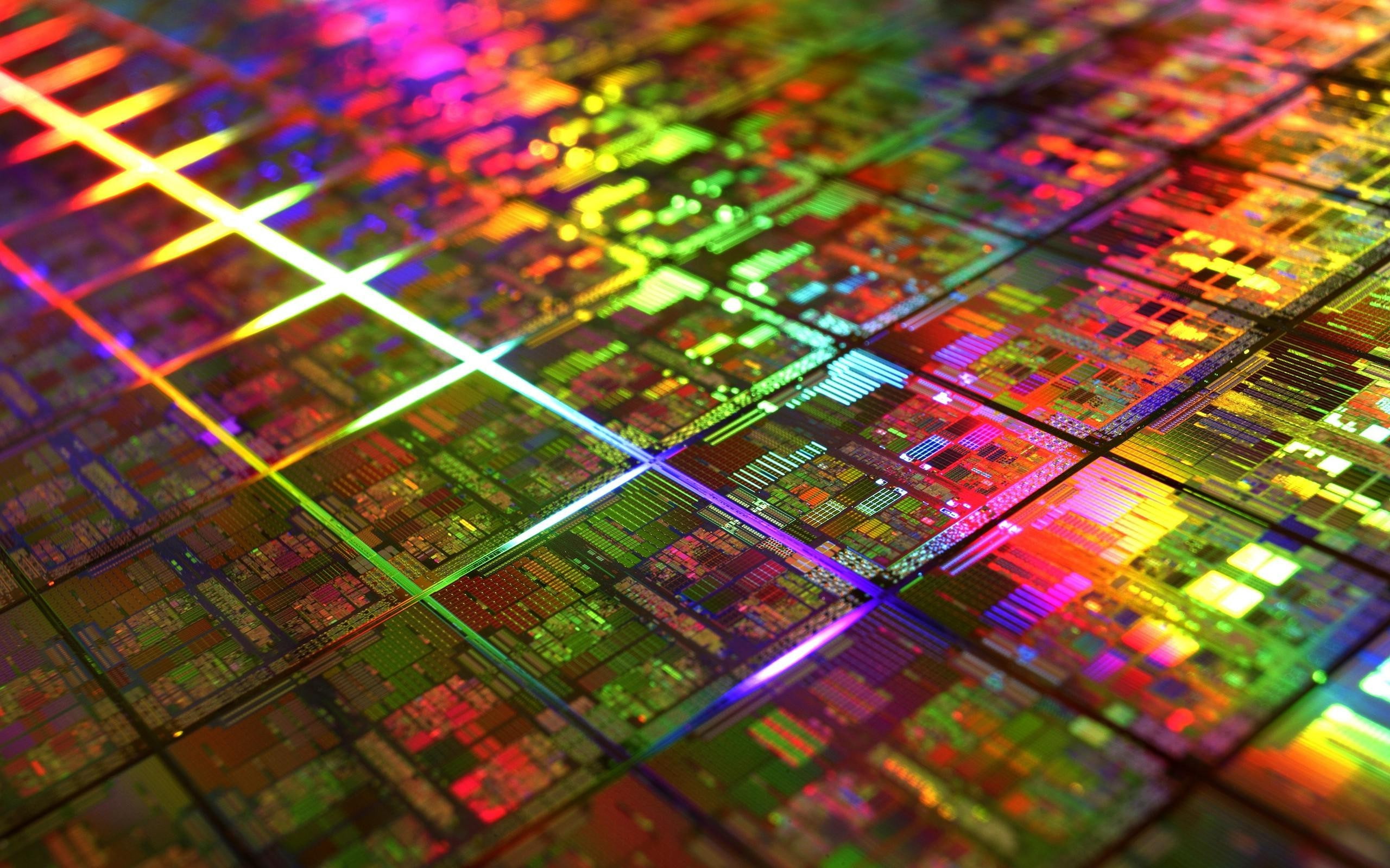 colorful microchip die gold technology geometry it cpu photography