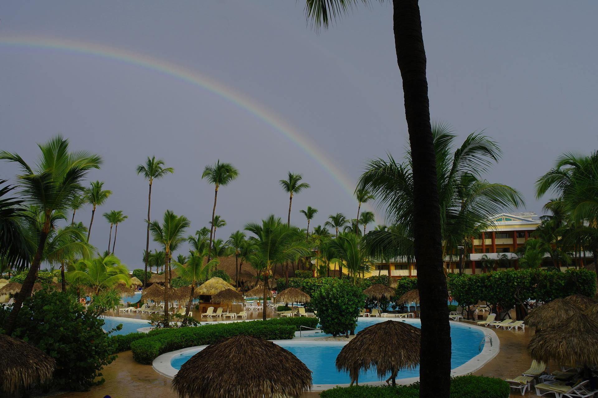 Rainbow Over Dominican Republic Resort, vacation, rainbows, travel