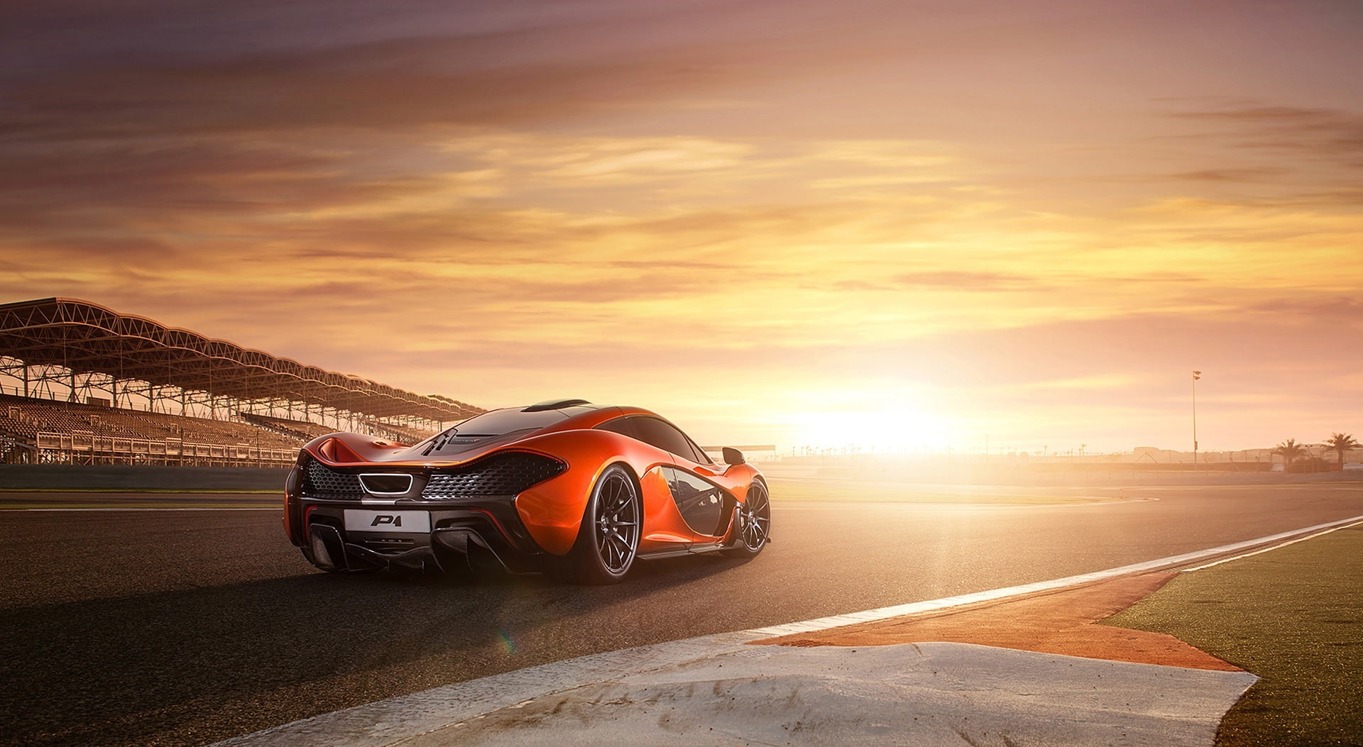 2014 McLaren P1 RaceTrack, orange sports car, Cars, Supercars