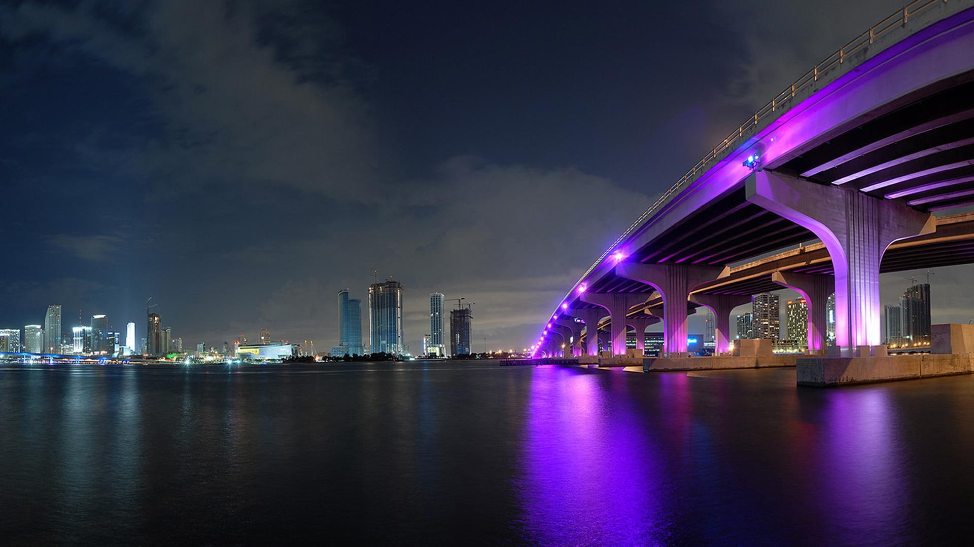 Miami City, concrete bridge, travel and world