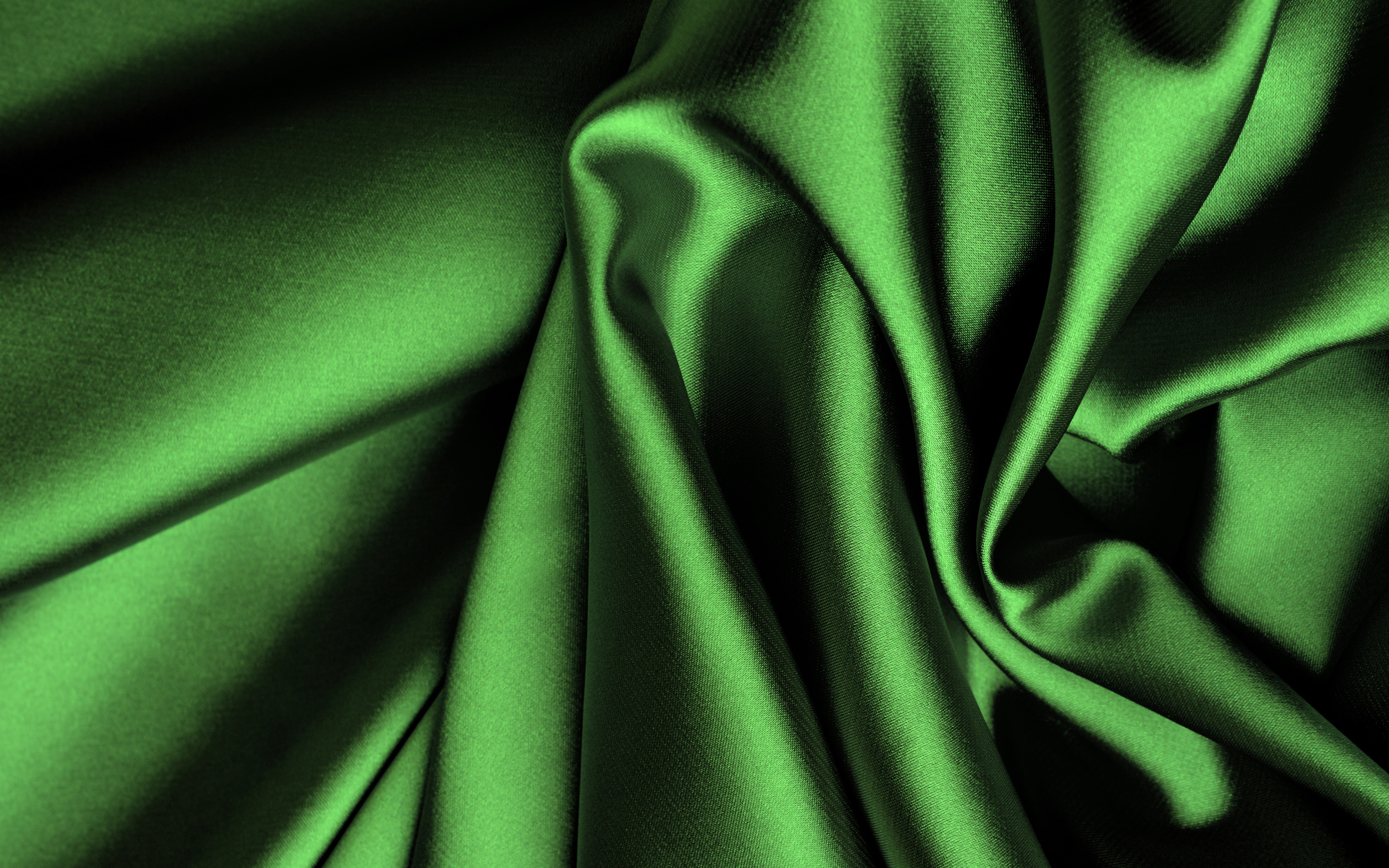 green, silk, fabric, folds, satin