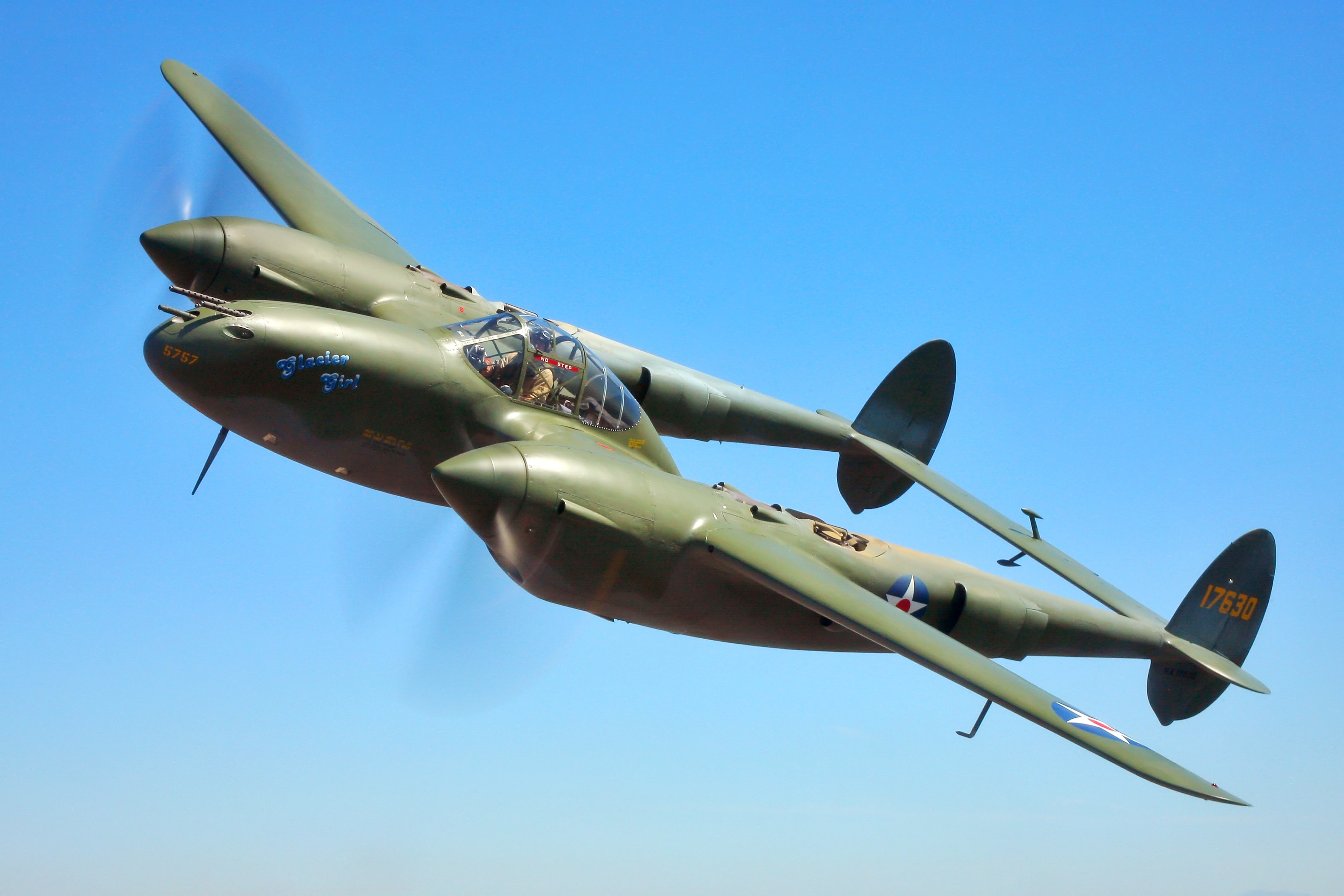 green and black airplane, the sky, the plane, American, Lockheed P-38 Lightning
