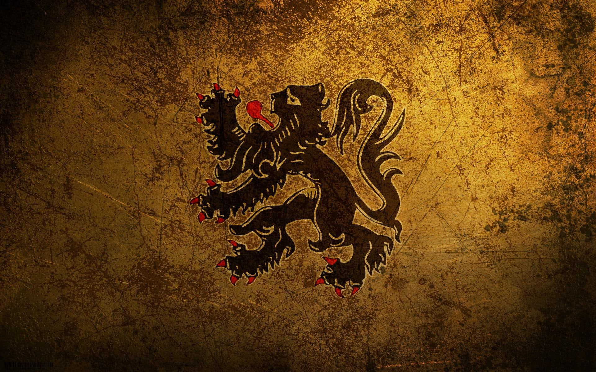Flanders lion, black and red monster illustration, digital art