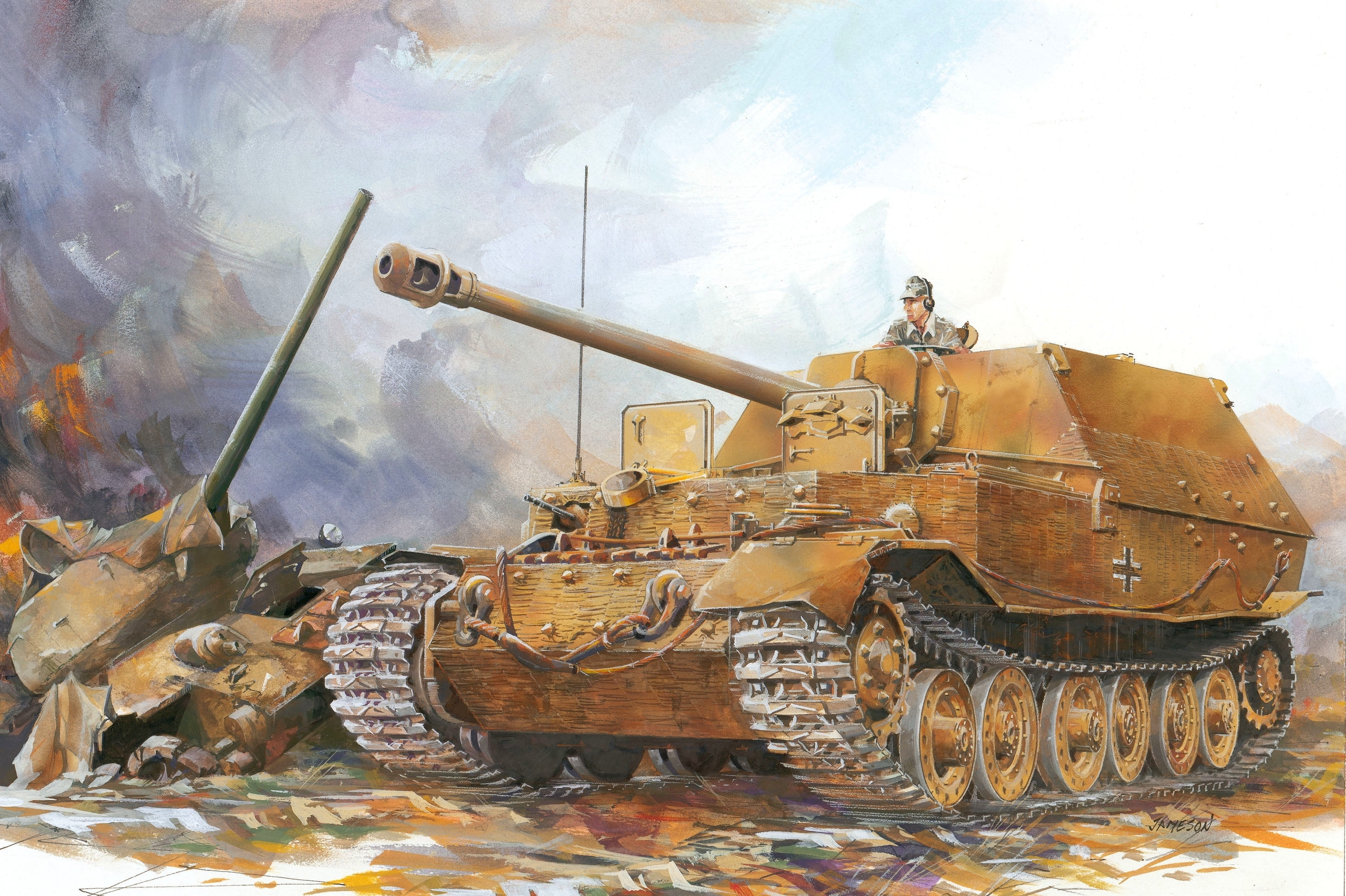 army tank illustration, art, installation, The second world war