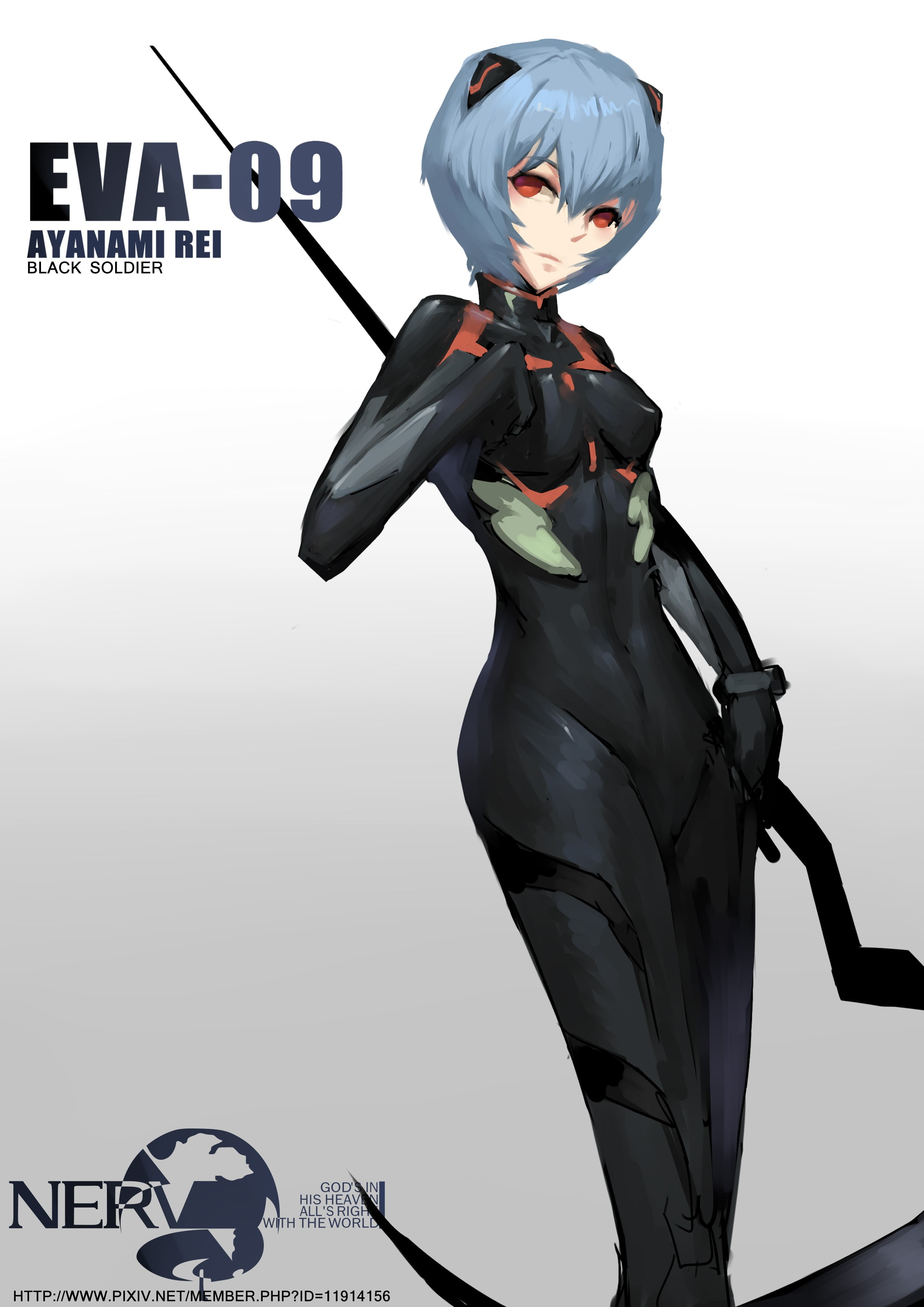 Ayanami Rei from Evangelion illustration, anime, anime girls