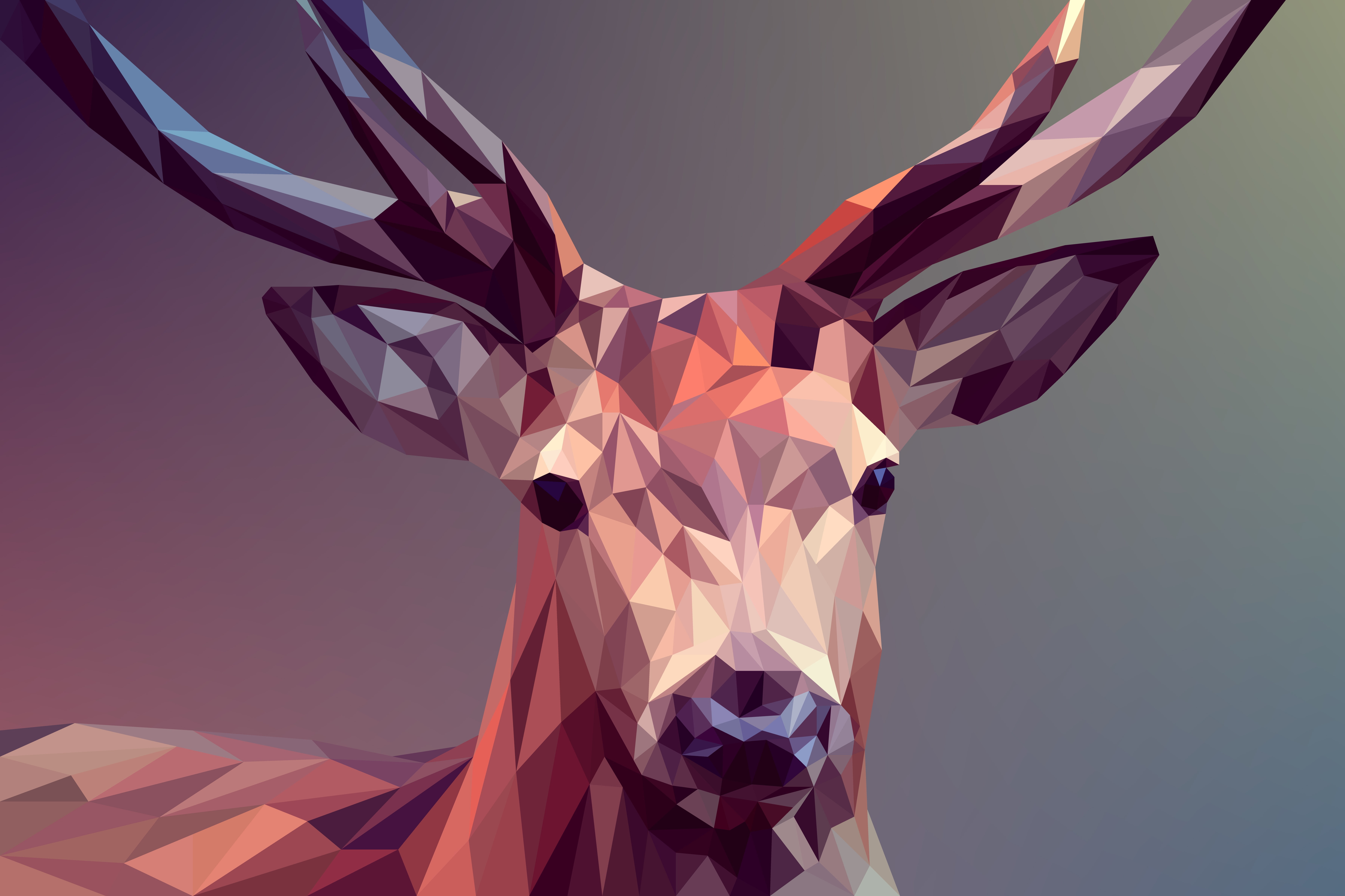 Abstract, Facets, Animal, Deer, Digital Art, Low Poly, Polygon