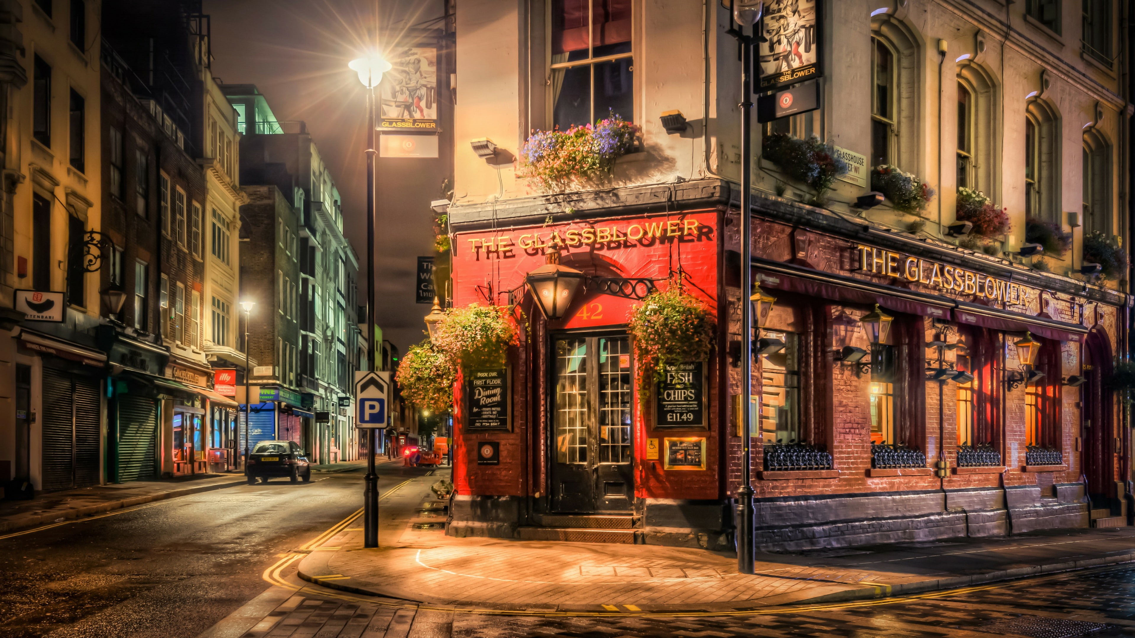 night, london, pub, street, soho, great britain, united kingdom