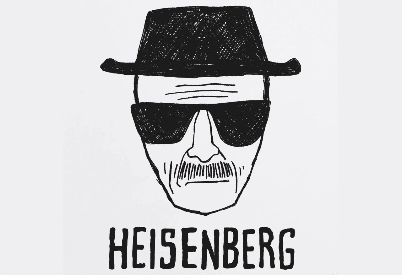 Heisenberg logo, Breaking Bad, TV, text, indoors, white background