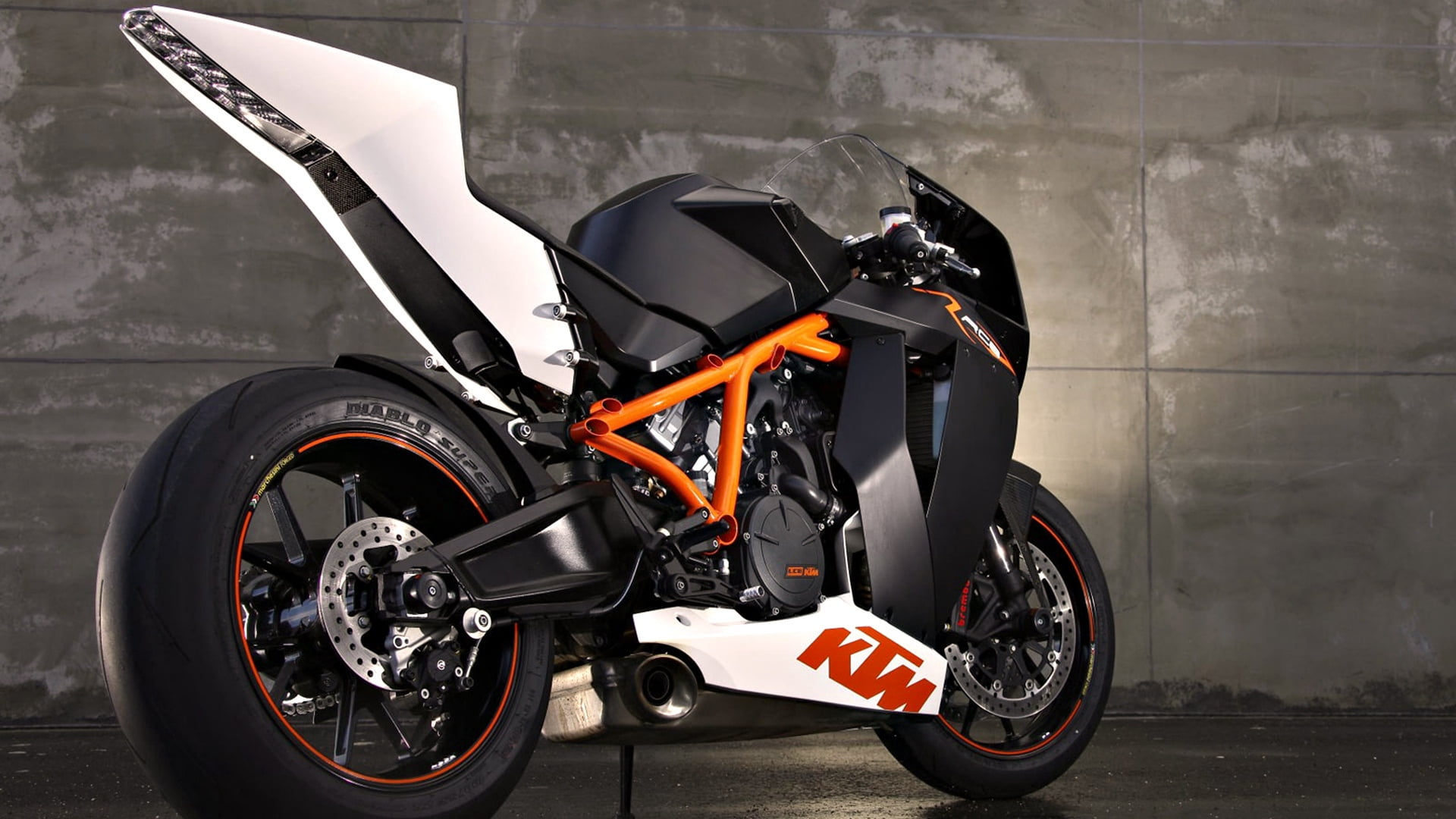 black and white KTM sportbike, motorbike, ktm rc8, motorcycle