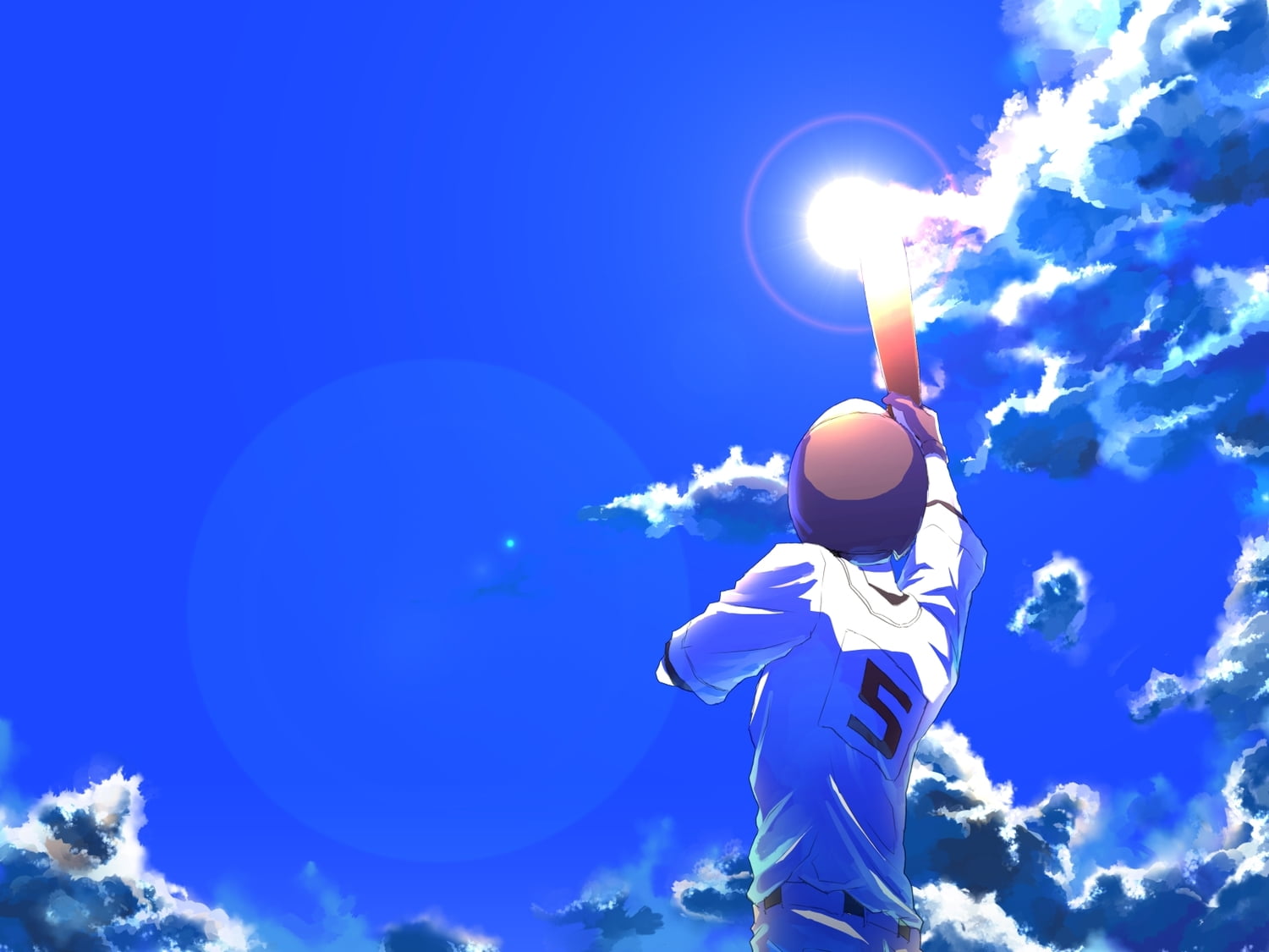 clouds, baseball, sport , uniform, sky, one person, blue, nature