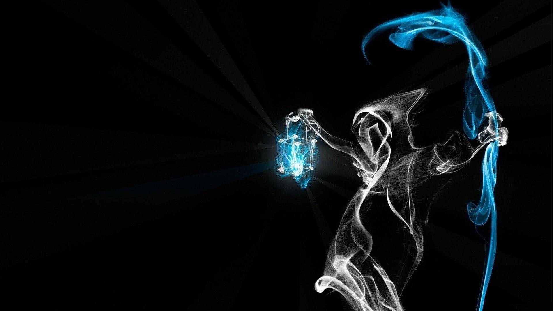 death, digital art, smoke, dark, light, wizard, ghost, lamp
