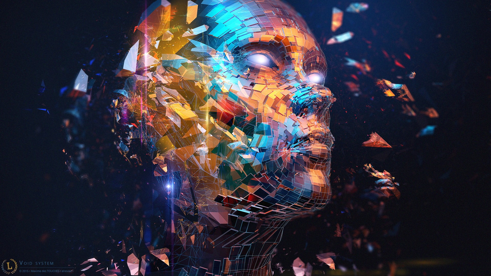 multicolored human face artwork wallpaper, digital art, abstract