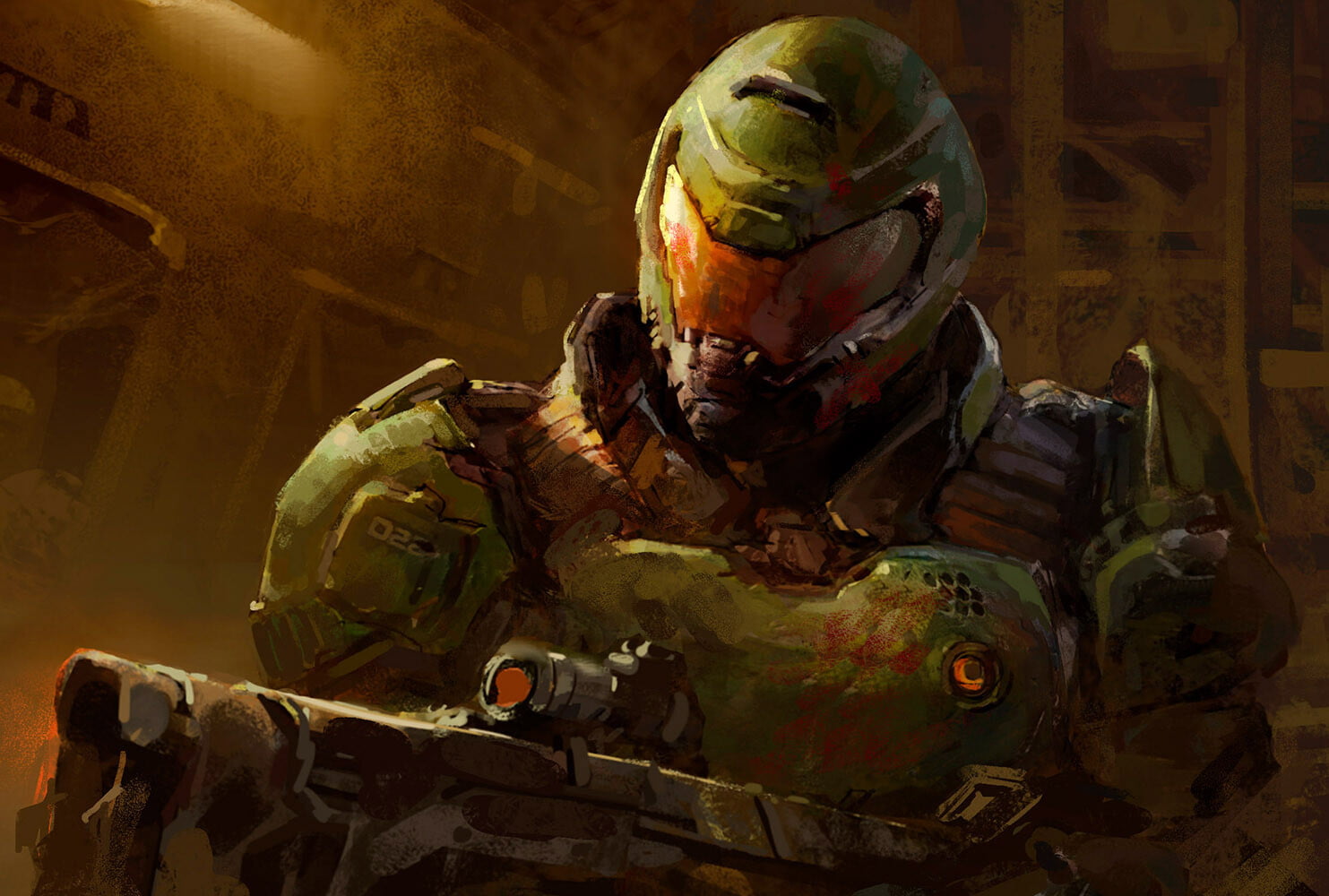 Doom (game), Doom (2016), video game art, digital art, fan art