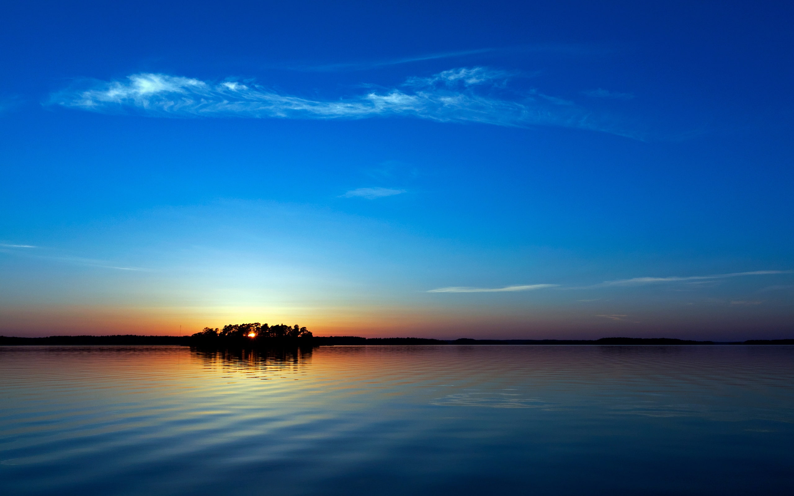 Blue Moment, calm water during sun rise, sky, sunset