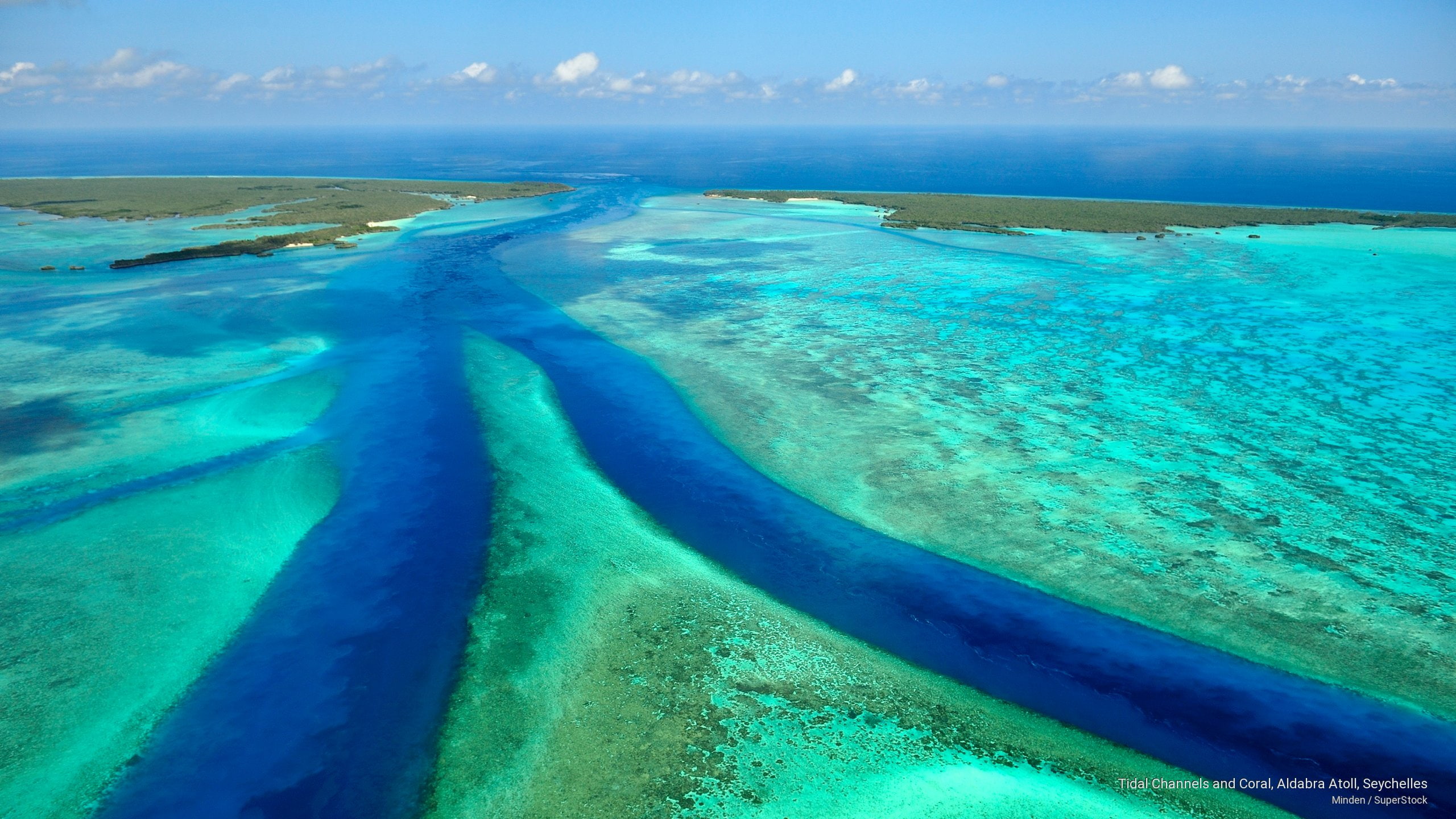 Tidal Channels and Coral, Aldabra Atoll, Seychelles, Islands