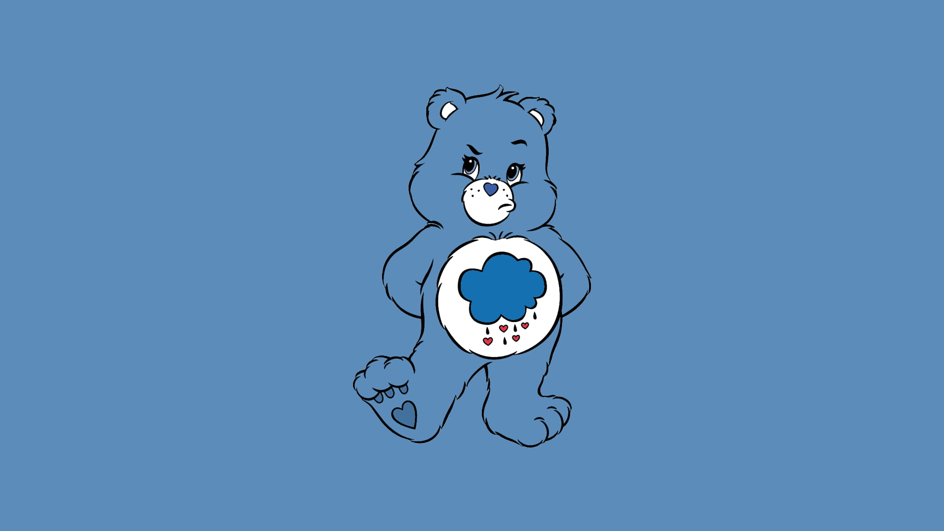 care bear, minimalism, cartoon, grumpy bear