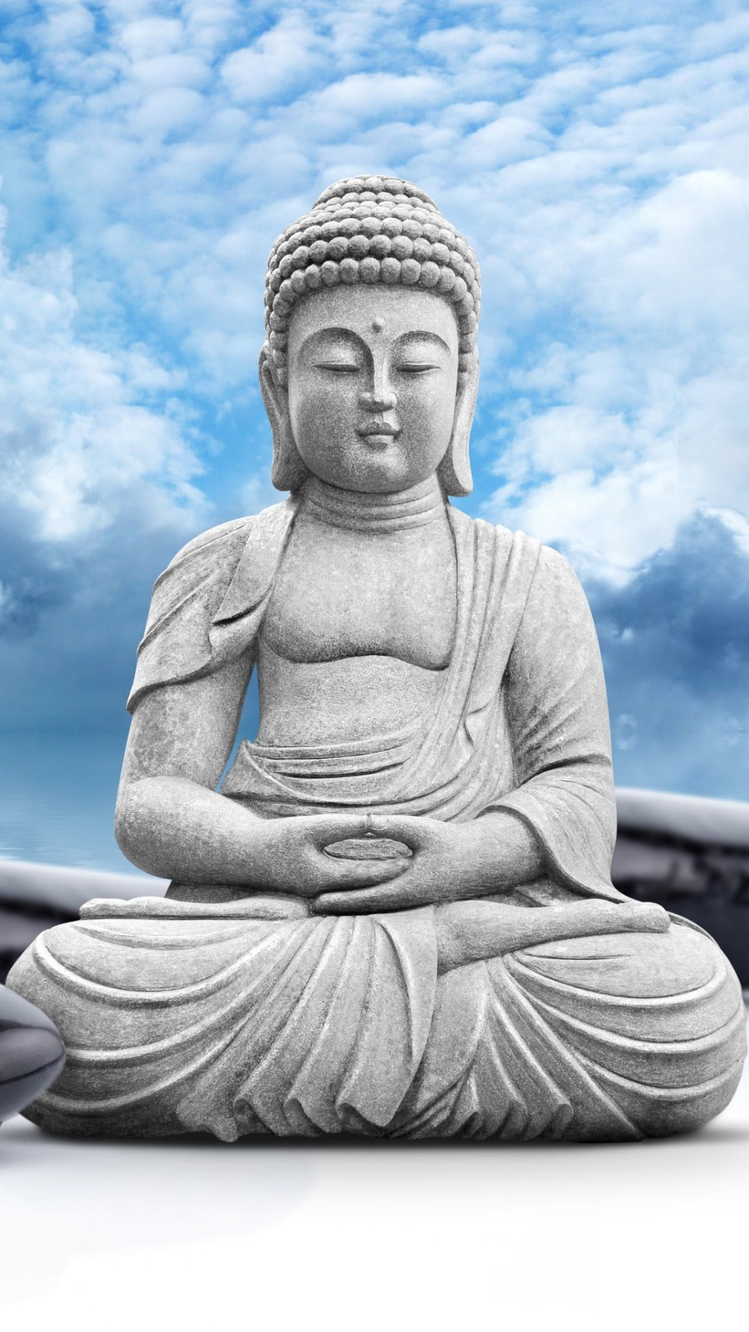 Lord Buddha Statue Sky Clouds, Gautama Buddha statue, God, stones