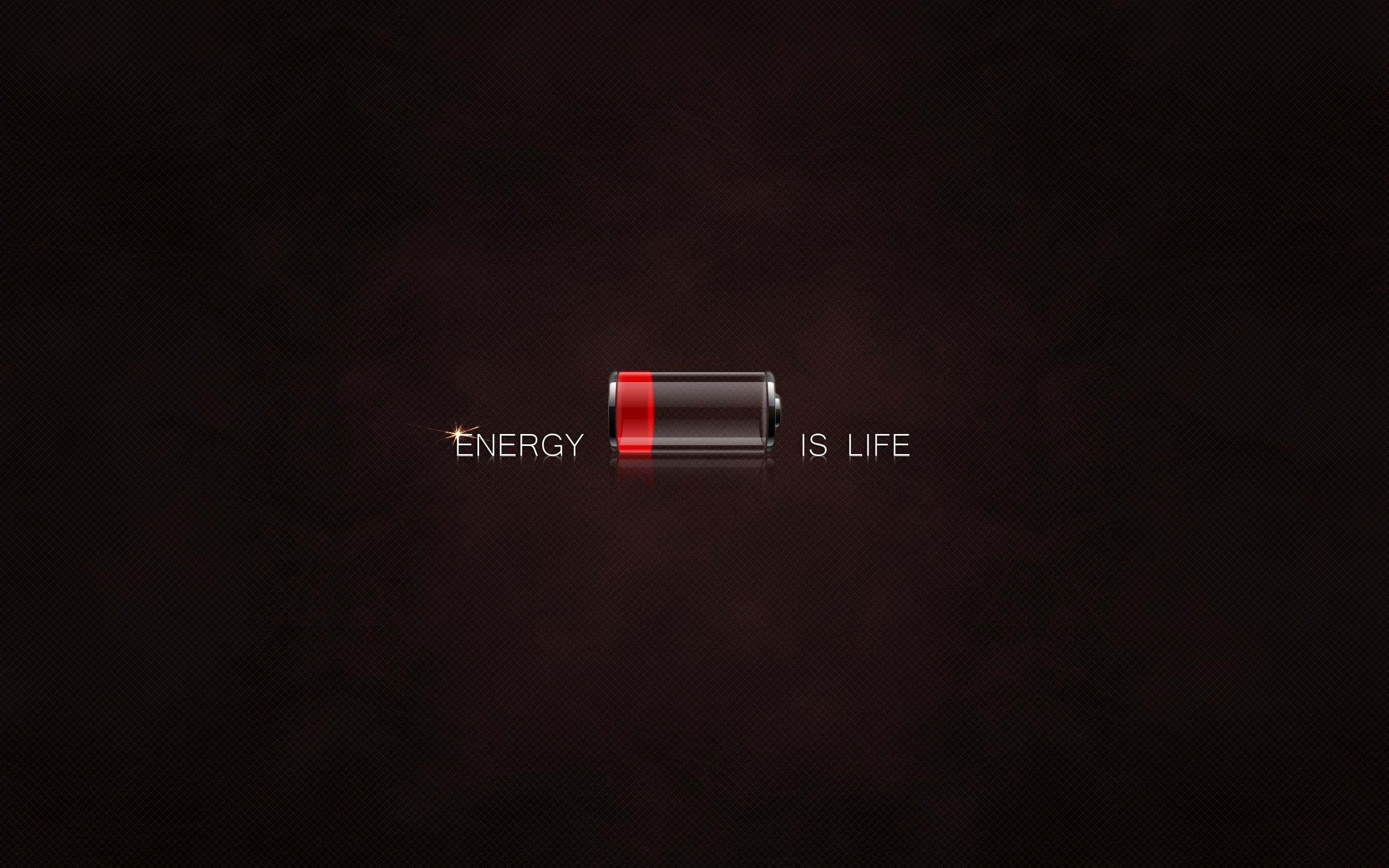 Energy is life illustration, low battery, quote, minimalism, indoors
