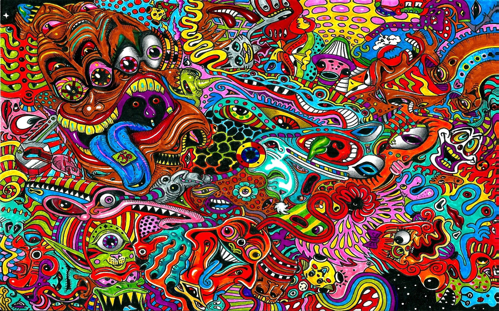 multicolored abstract painting, drawing, surreal, colorful, psychedelic