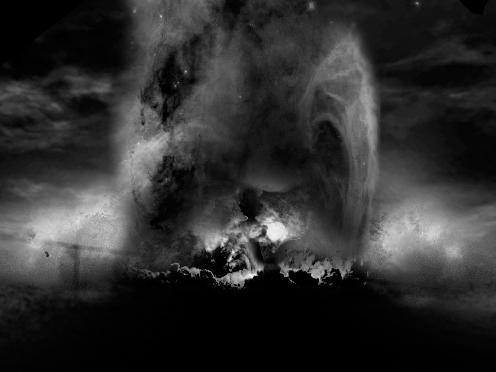 abstract dragon ball z, dark, night, cloud - sky, horror, nature